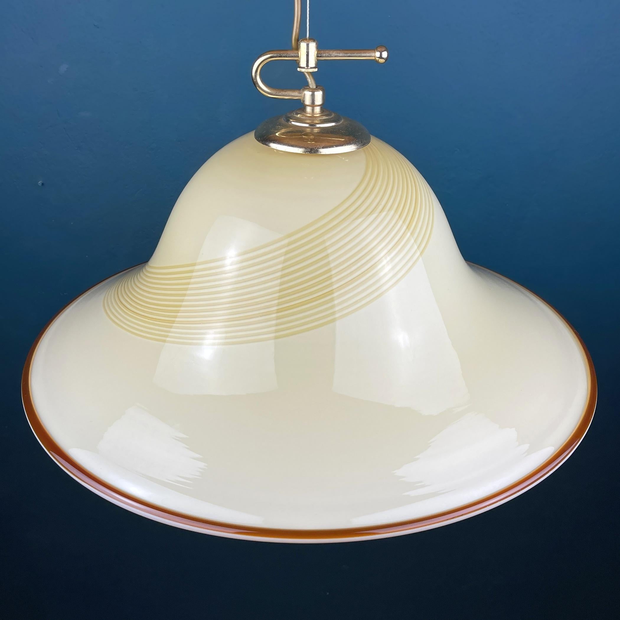 Vintage Beige Murano Glass Pendant Lamp by De Majo, Italy, 1970s For Sale 2