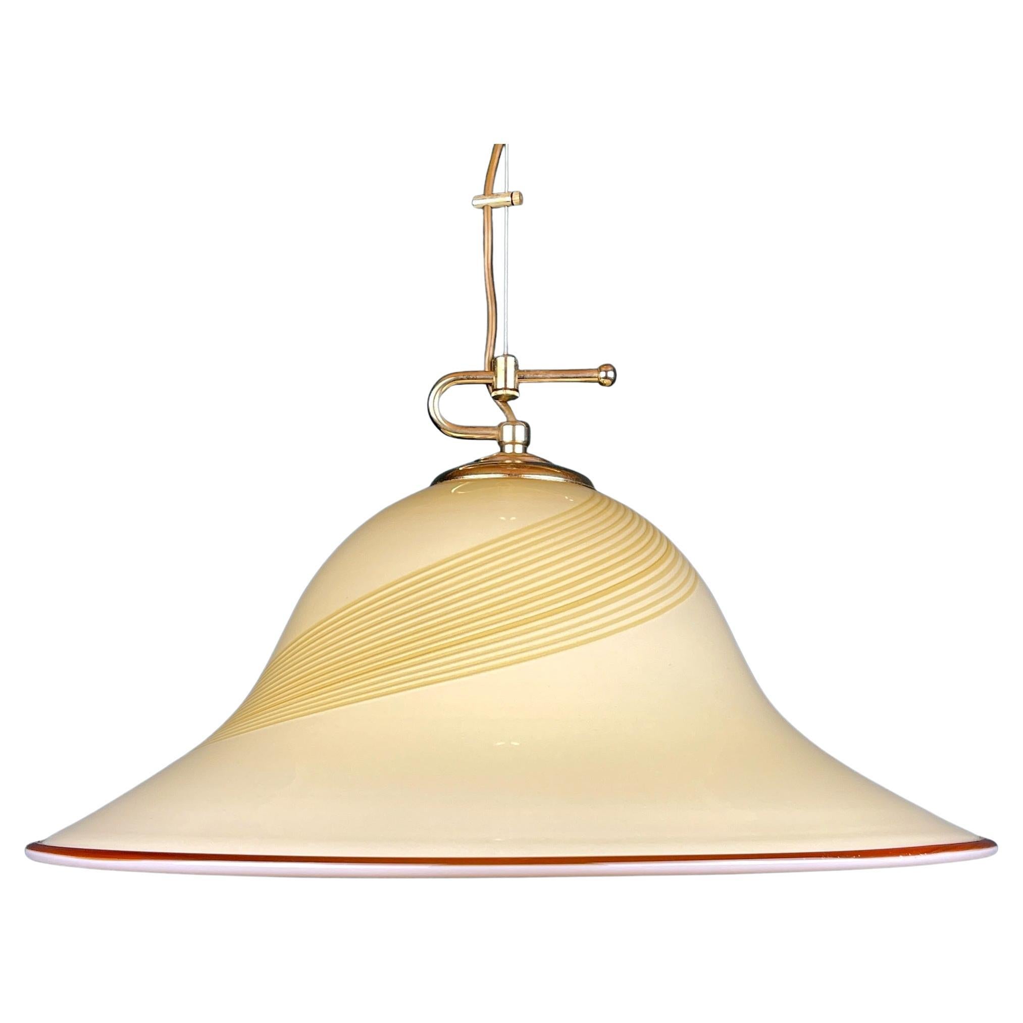 Vintage Beige Murano Glass Pendant Lamp by De Majo, Italy, 1970s
