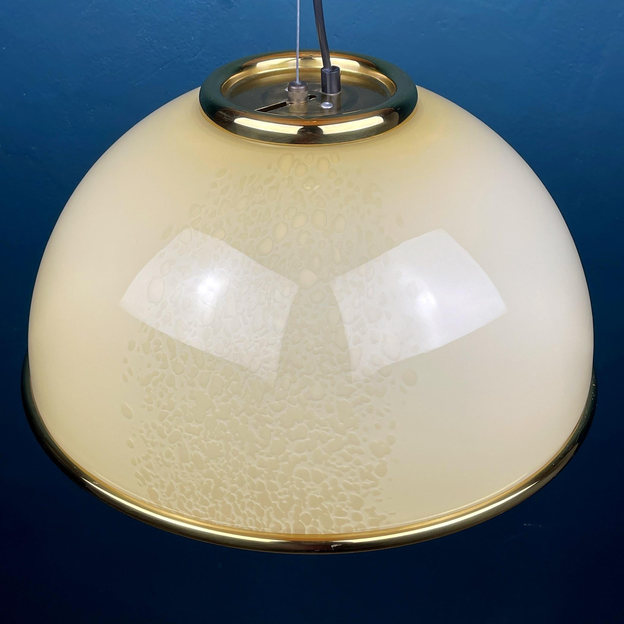 Vintage Beige Murano Glass Pendant Lamp by F.Fabbian Italy 70s For Sale 2