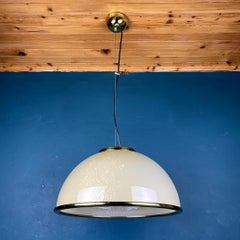Vintage Beige Murano Glass Pendant Lamp by F.Fabbian Italy 70s