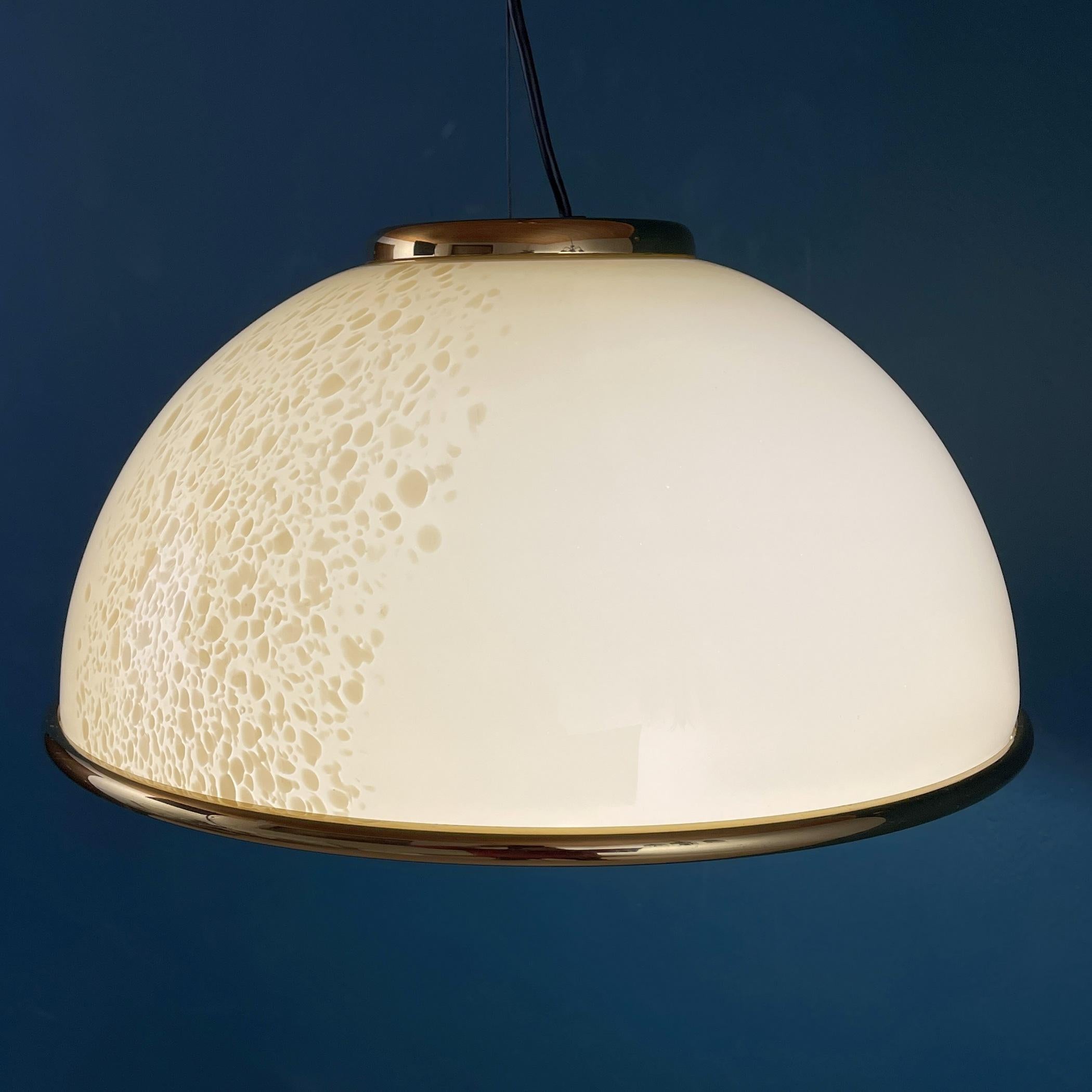 Mid-Century Modern Vintage Beige Murano Glass Pendant Lamp by F.Fabbian Italy 70s For Sale