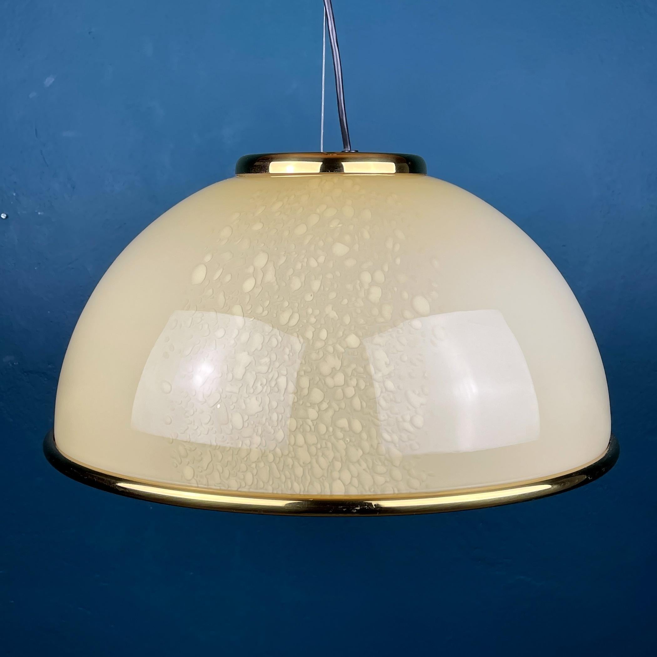 Vintage Beige Murano Glass Pendant Lamp by F.Fabbian Italy 70s In Good Condition For Sale In Miklavž Pri Taboru, SI