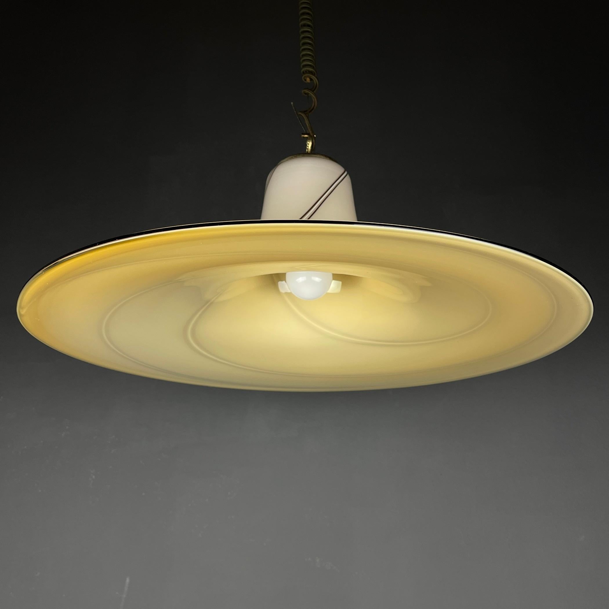 Vintage Beige Murano Glass Pendant Lamp Italy 1970s For Sale 6