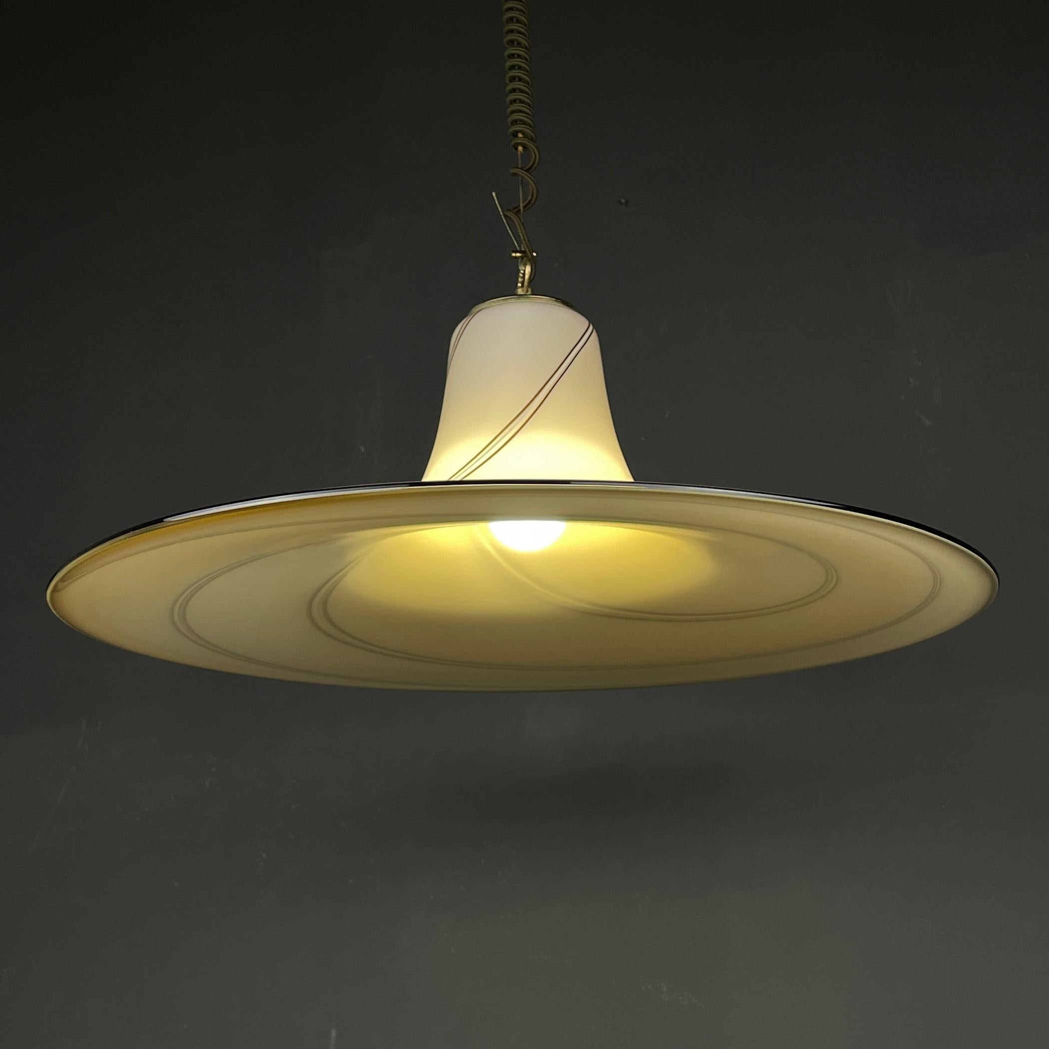Vintage Beige Murano Glass Pendant Lamp Italy 1970s For Sale 2
