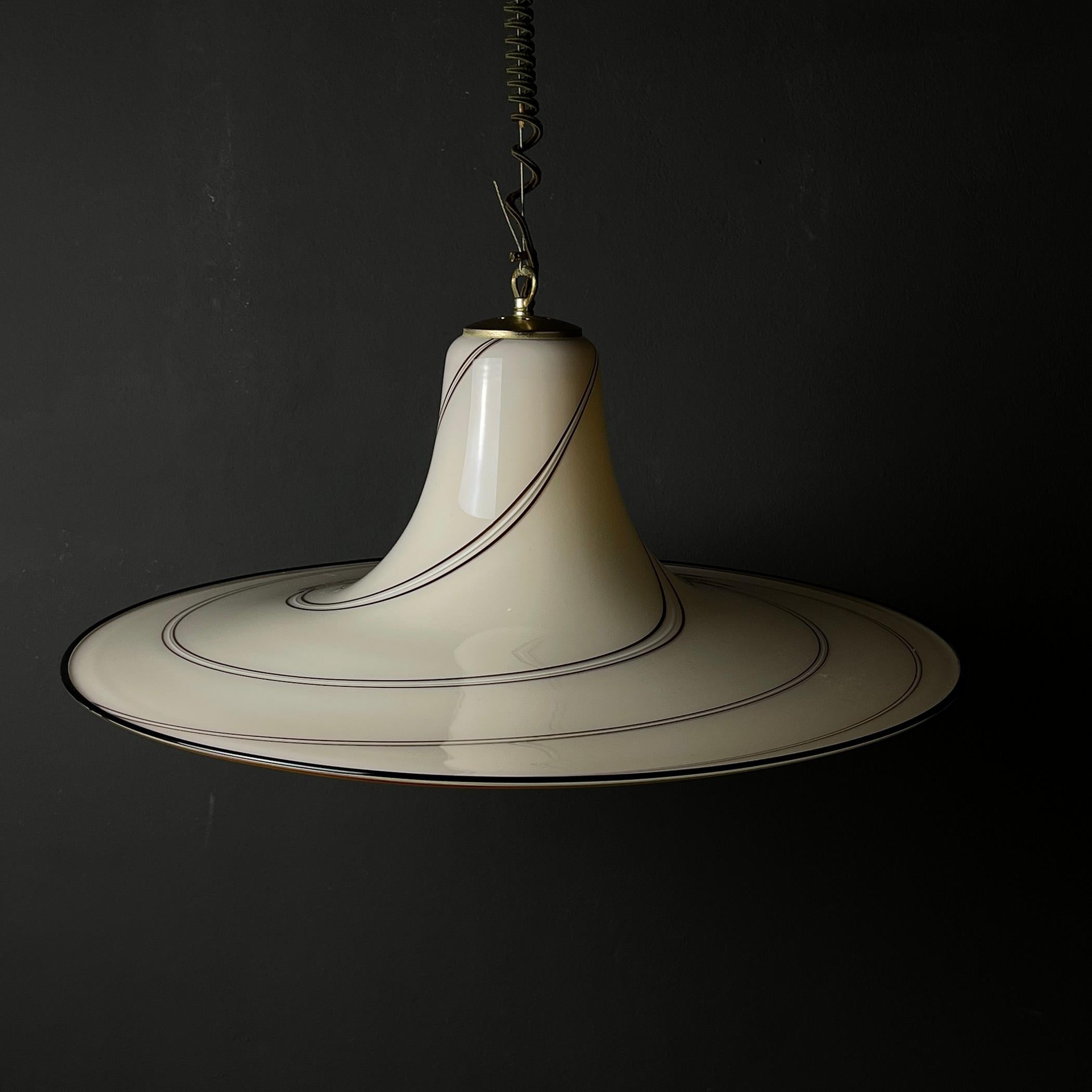 Vintage Beige Murano Glass Pendant Lamp Italy 1970s For Sale 3