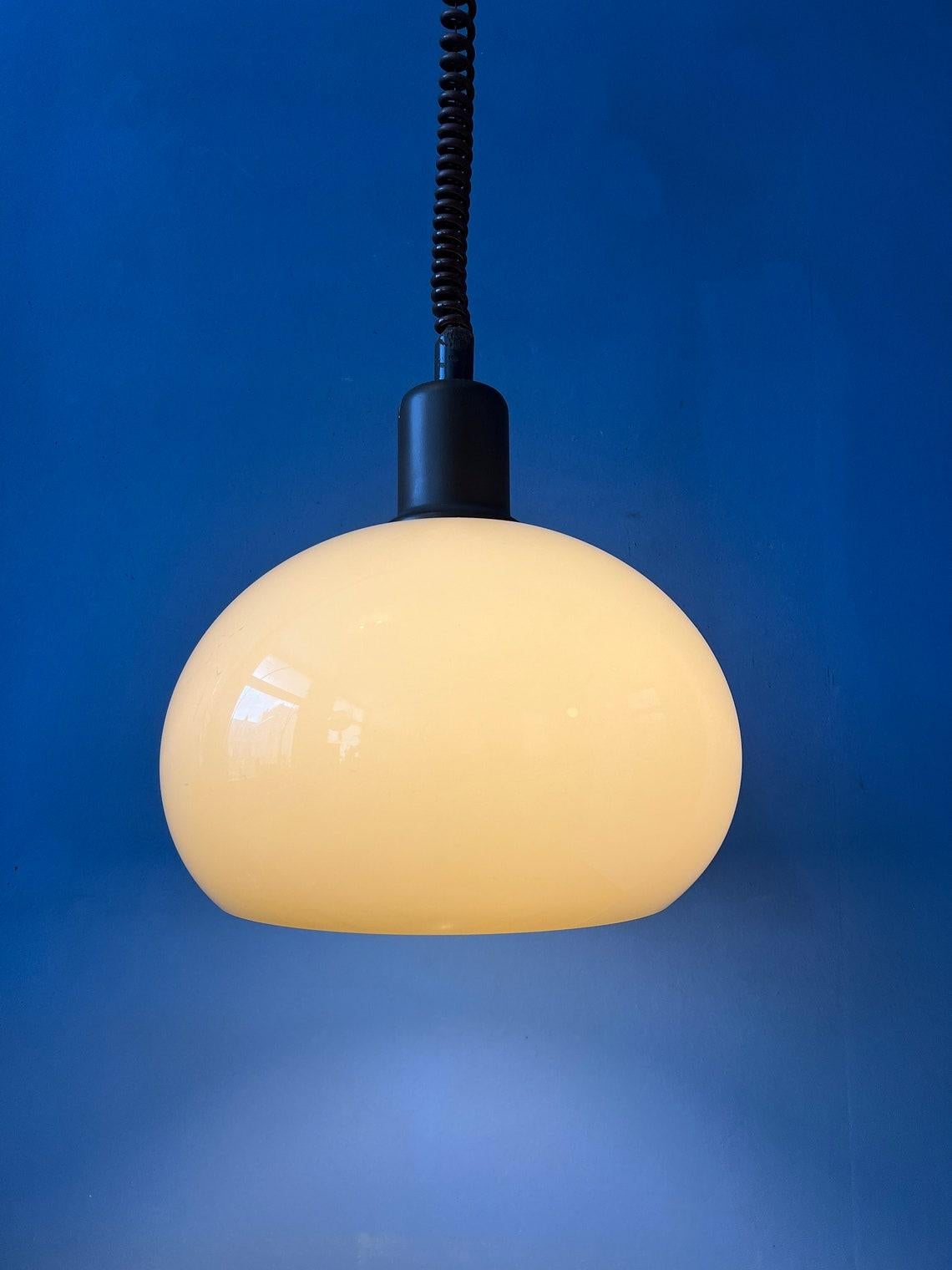 20th Century Vintage Beige Mushroom Acrylic Glass Pendant Lamp, 1970s For Sale