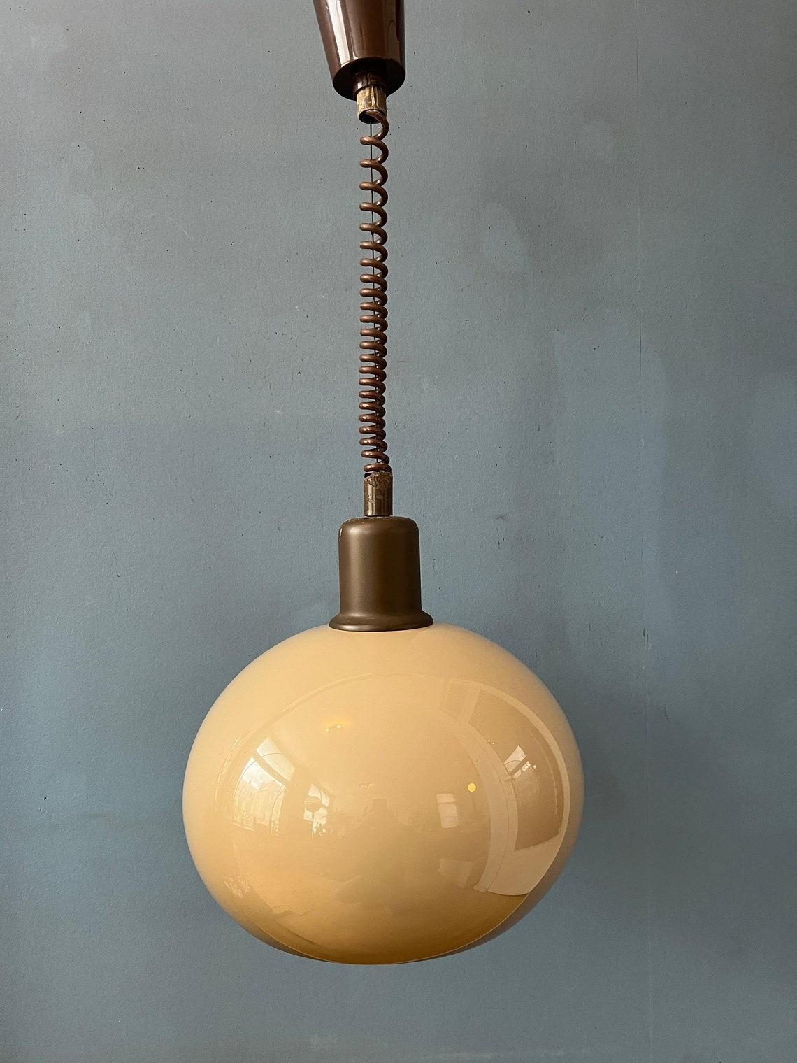 Vintage Beige Mushroom Acrylic Glass Pendant Lamp, 1970s For Sale 1