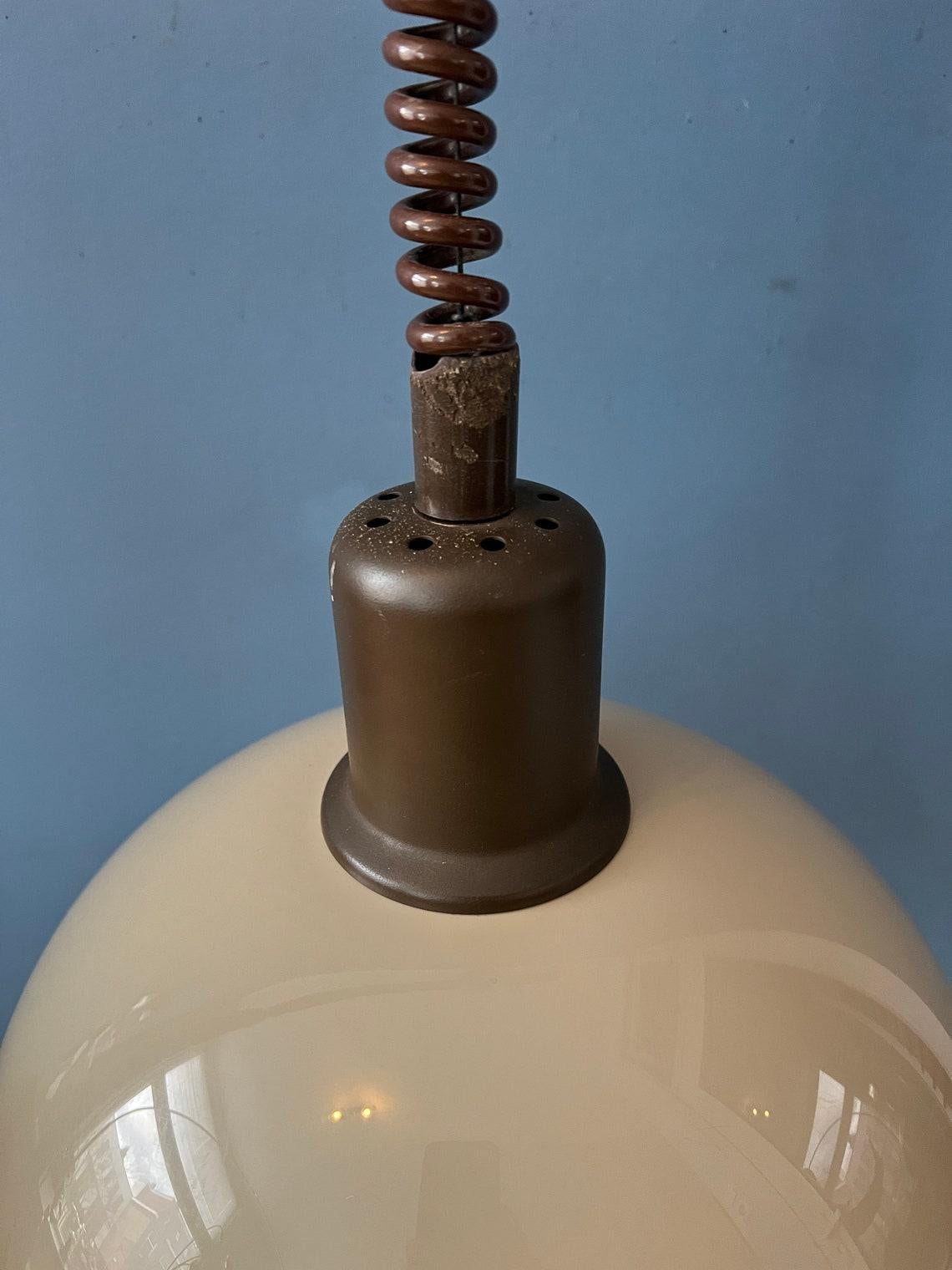 Vintage Beige Mushroom Acrylic Glass Pendant Lamp, 1970s For Sale 4