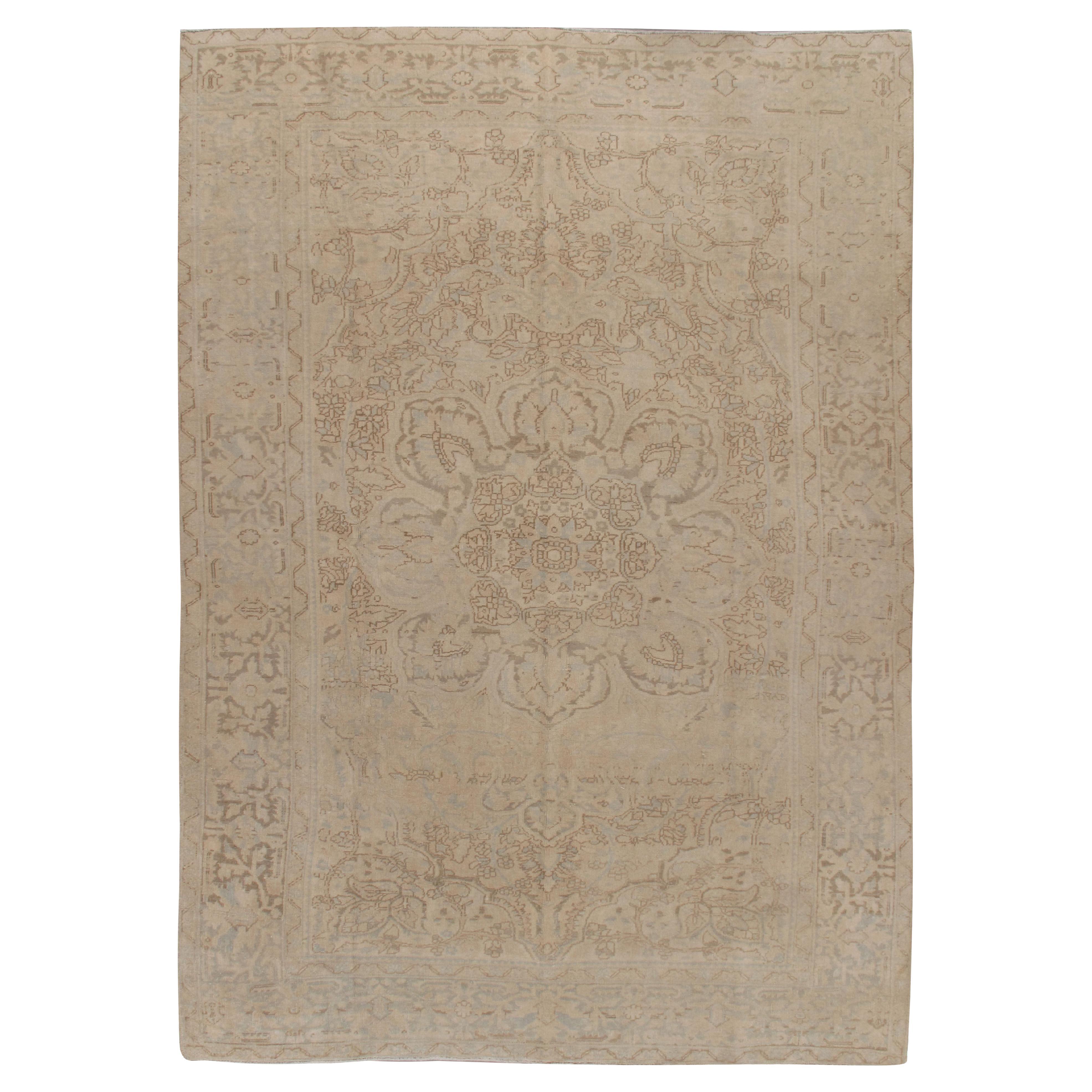 Vintage Beige Persian Heriz Area Rug 8'4 x 11'5