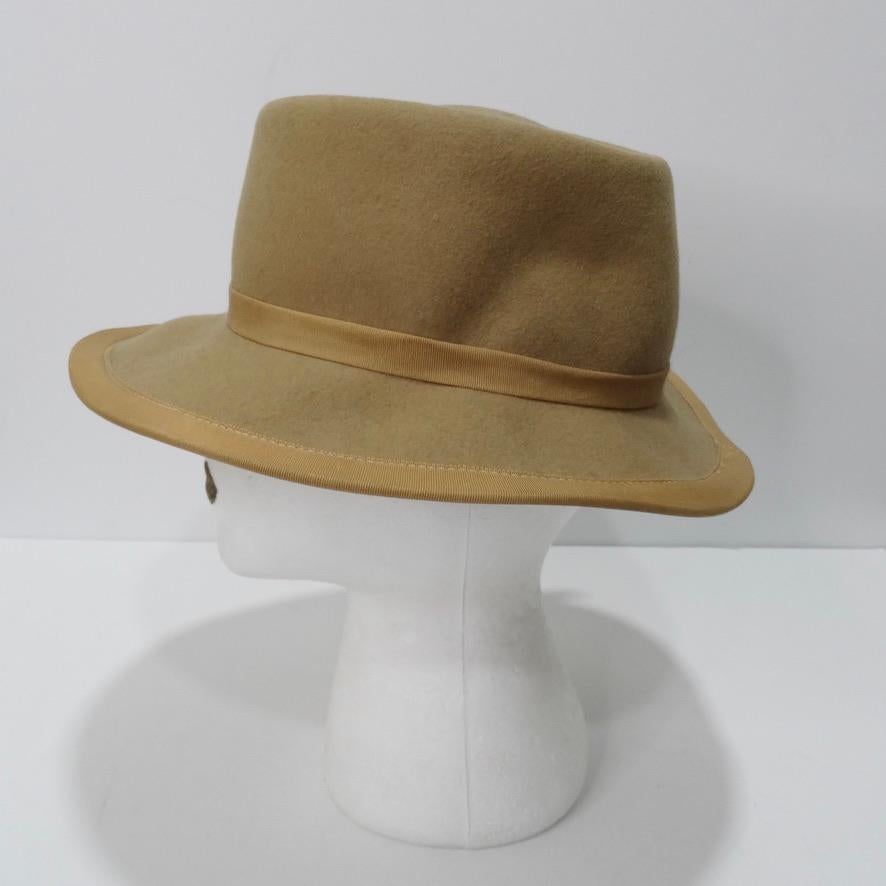 Vintage Beige Pierre Cardin Hardin Hat In Good Condition For Sale In Scottsdale, AZ