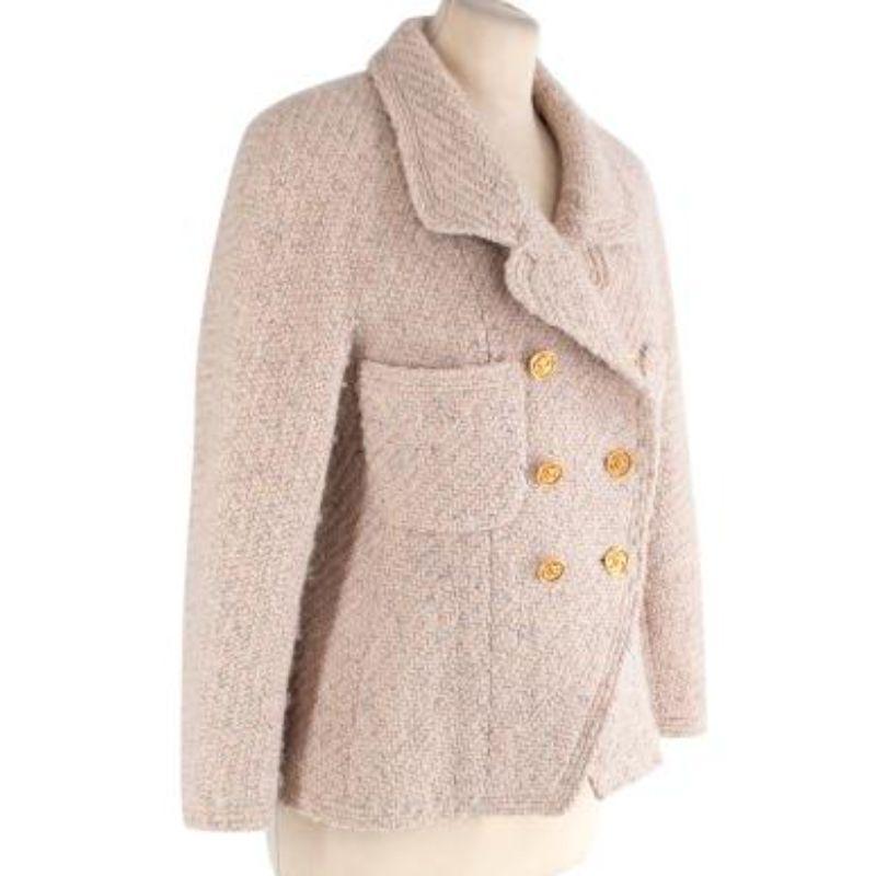 Beige Vintage beige-pink boucle wool jacket For Sale