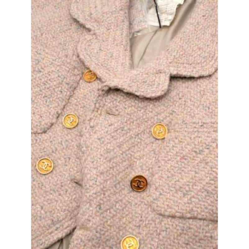 Vintage beige-pink boucle wool jacket In Good Condition For Sale In London, GB