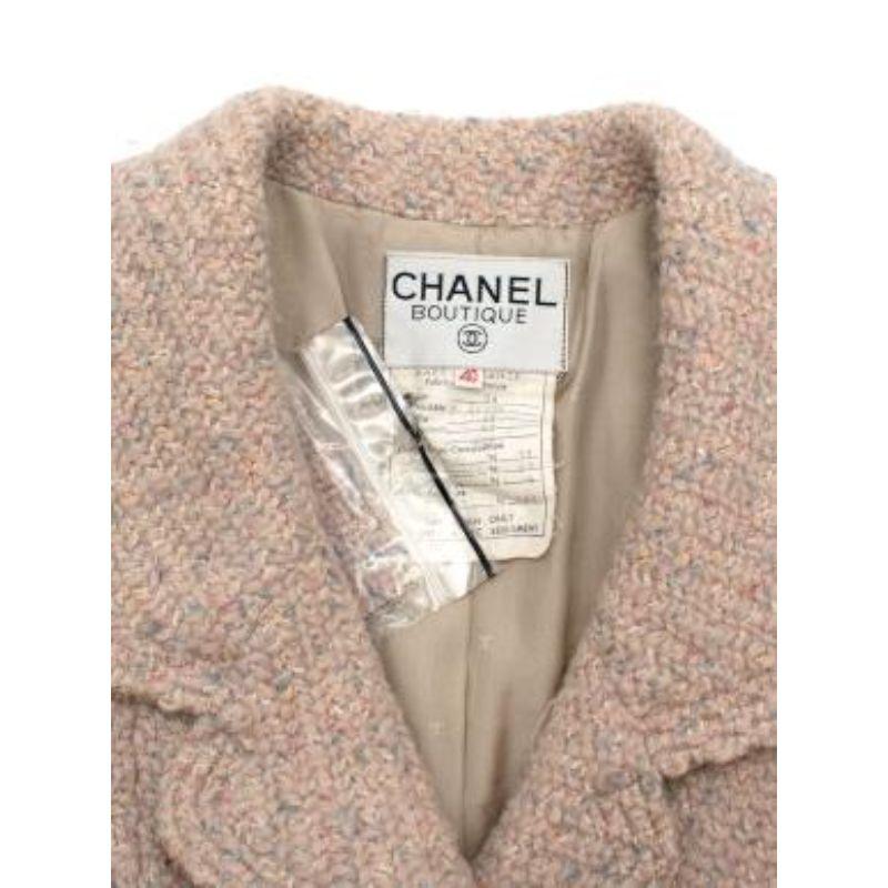 Vintage beige-pink boucle wool jacket For Sale 3
