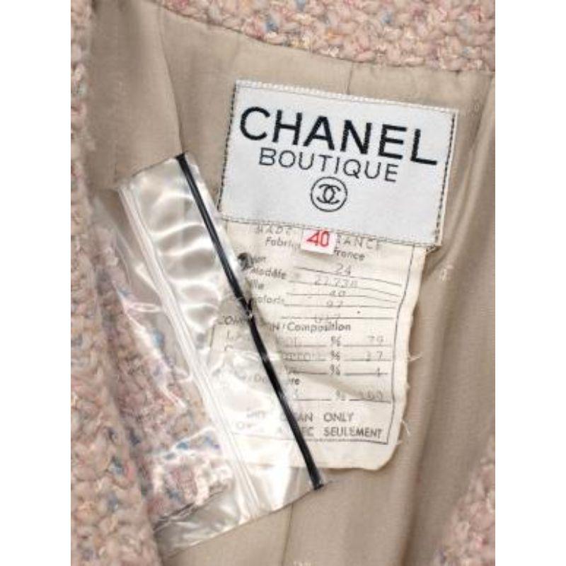 Vintage beige-pink boucle wool jacket For Sale 4
