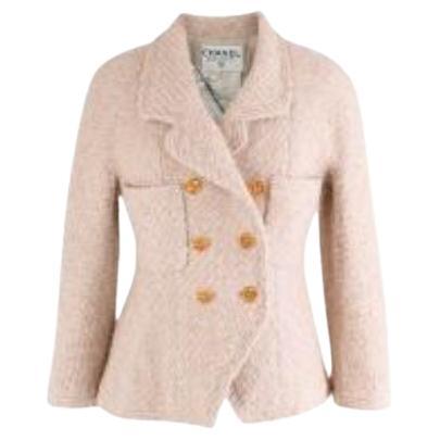 Vintage beige-pink boucle wool jacket For Sale