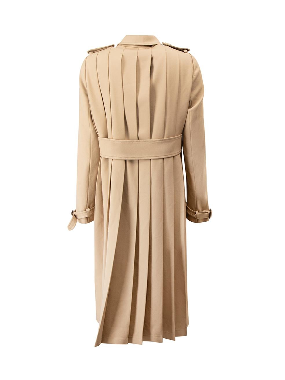 Vintage Beige Pleated Trench Coat Size M In New Condition In London, GB
