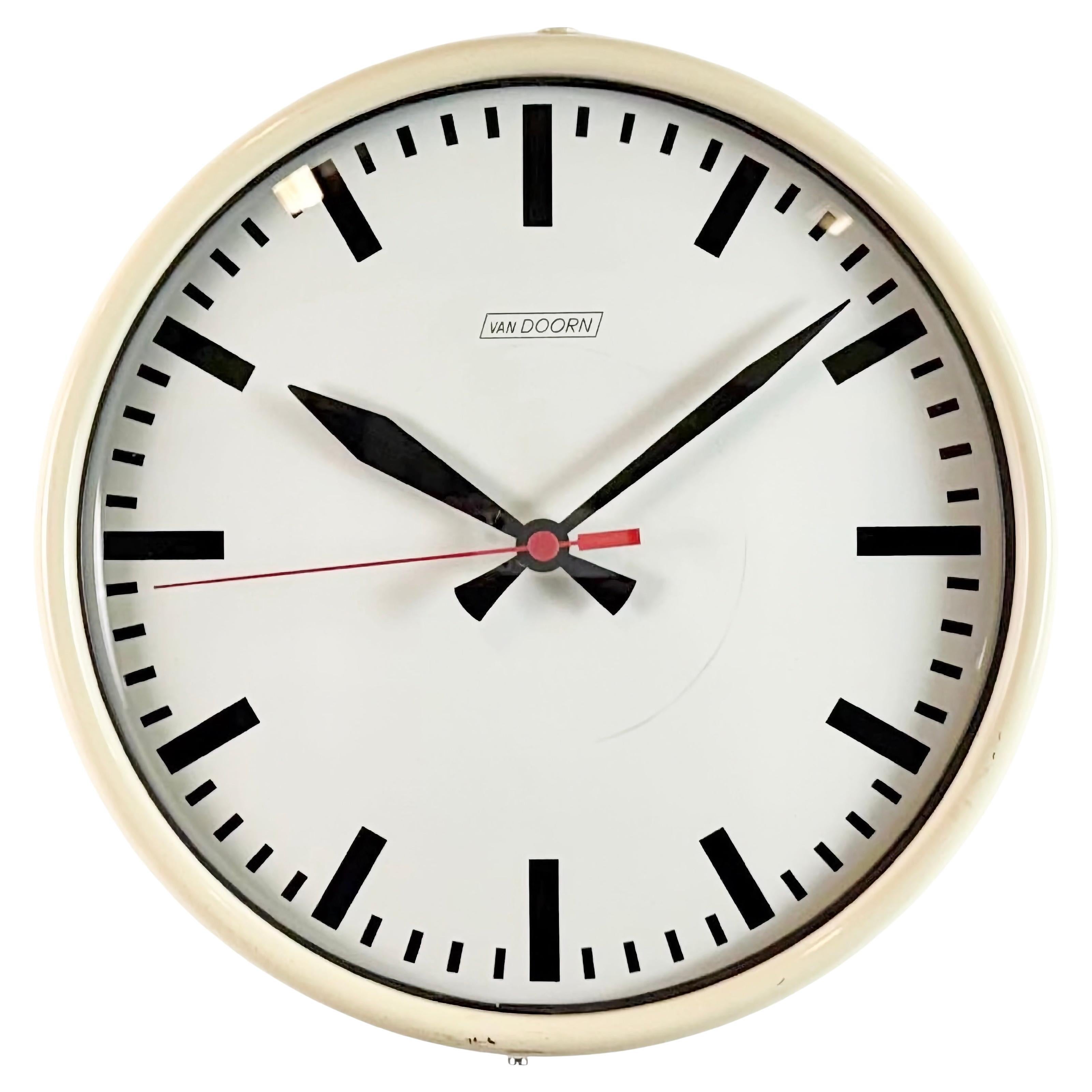 Vintage Beige School Wall Clock from Van Doorn, 1960s