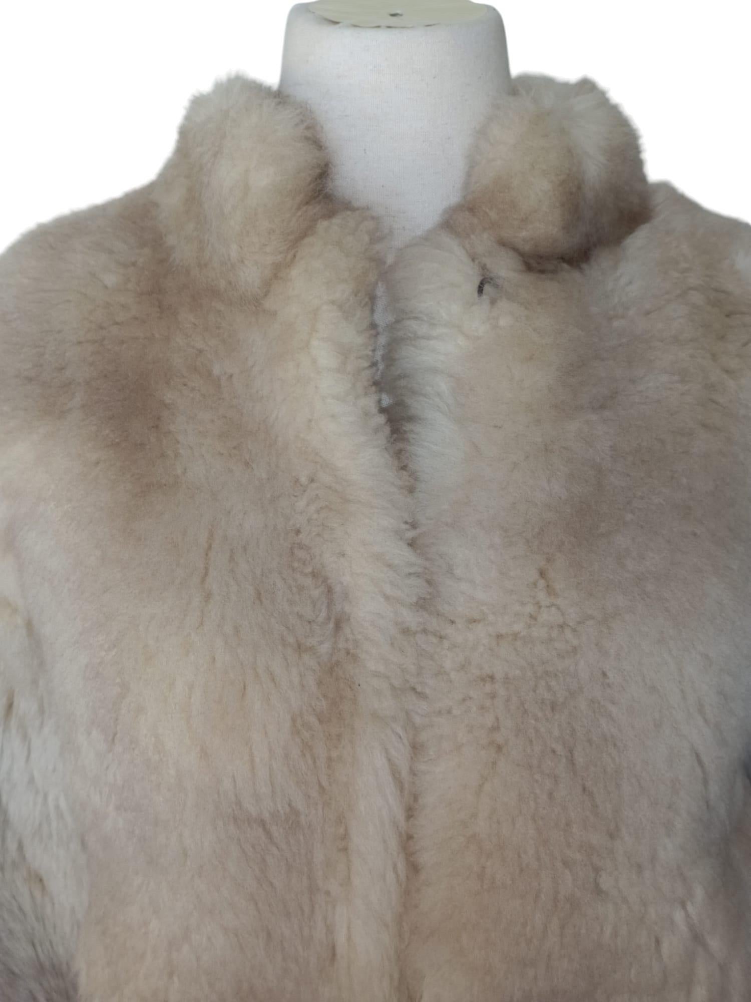 Vintage Beige Shearling Fur Coat (Size 6-S) 2