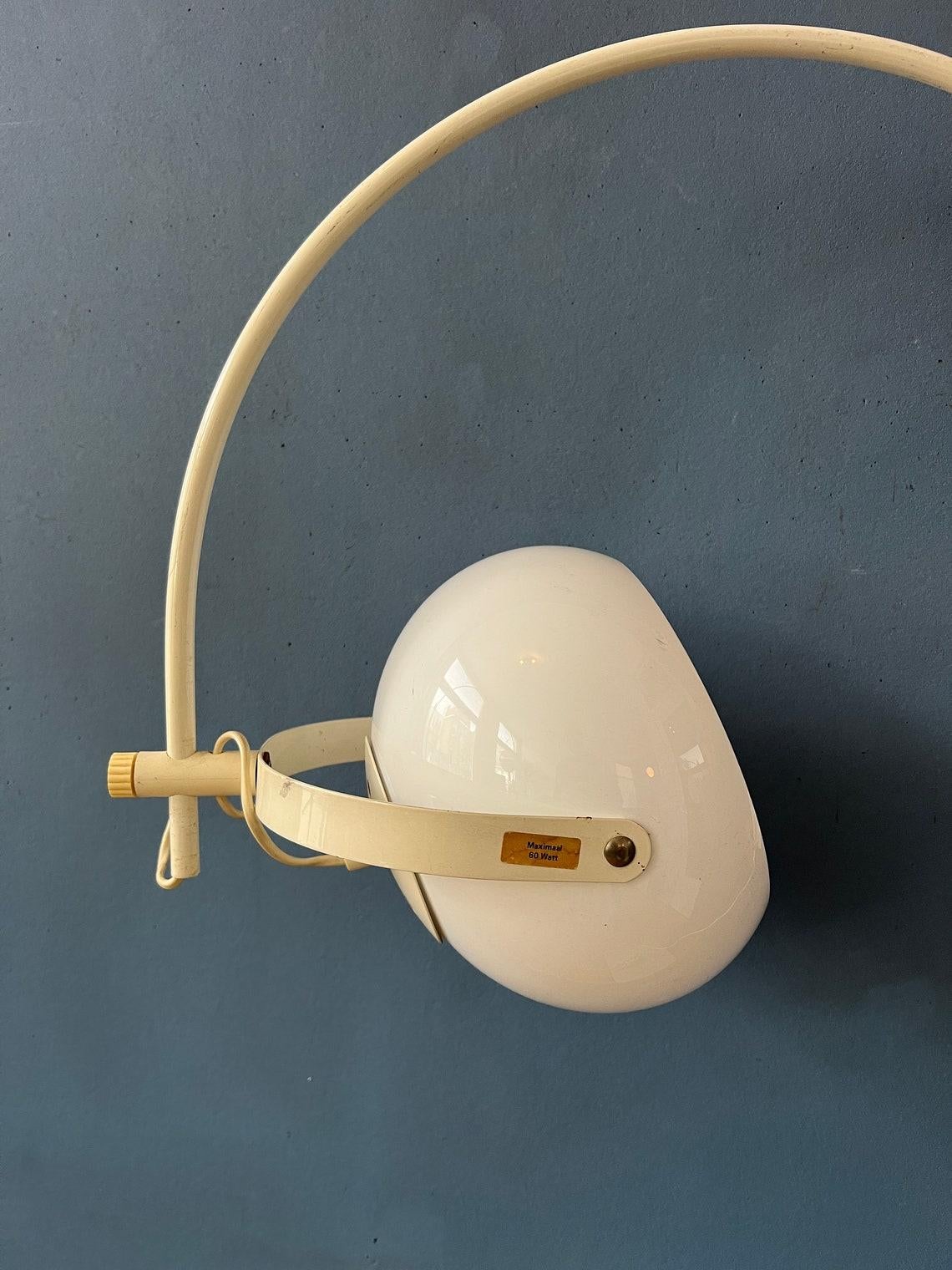 Vintage Beige Space Age Mushroom Arc Wall Lamp with Plexiglass Shade, 1970s For Sale 3