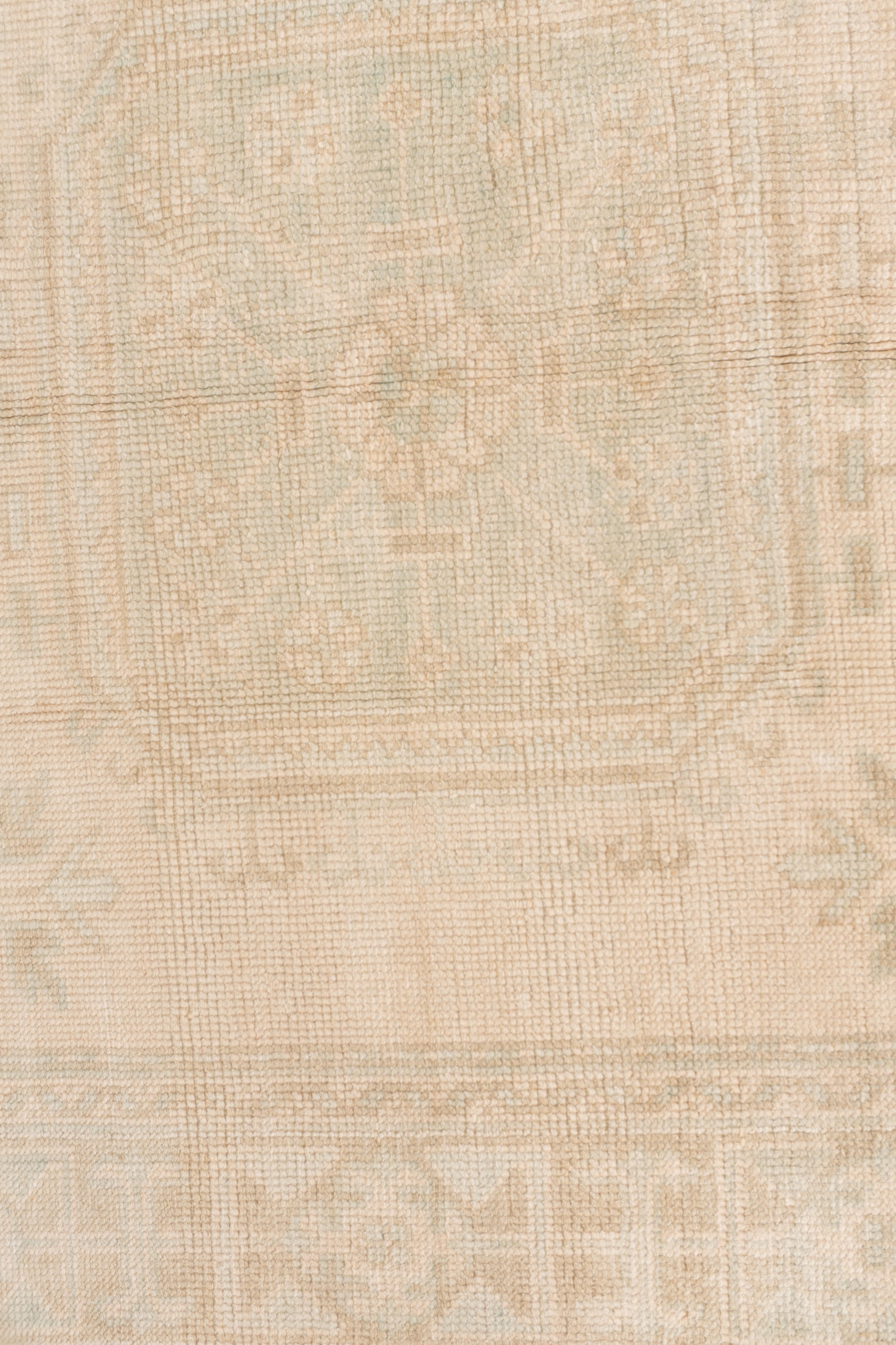 Vintage Beige Gedämpft Türkisch Oushak Läufer 4'7 X 11'3 (20. Jahrhundert) im Angebot