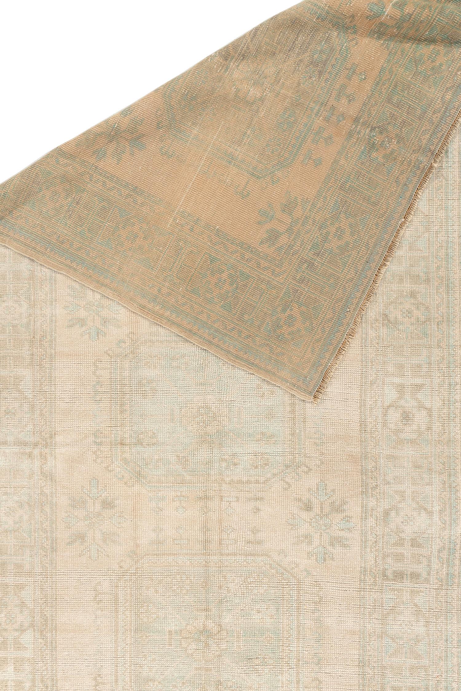 Vintage Beige Gedämpft Türkisch Oushak Läufer 4'7 X 11'3 im Angebot 3