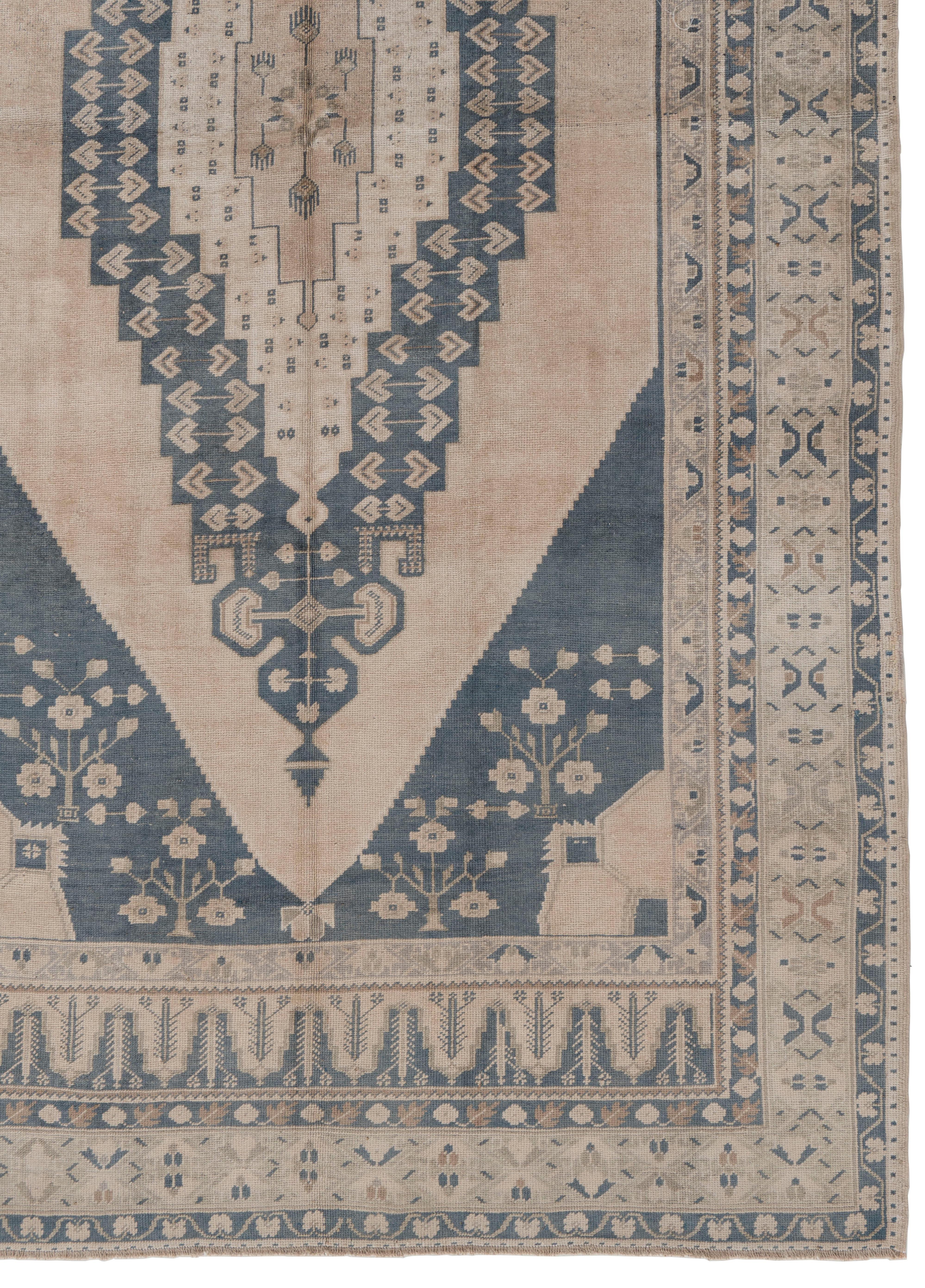 Annodato a mano Tappeto Oushak Tash turco vintage beige tenue 5'7 X 10'9 in vendita