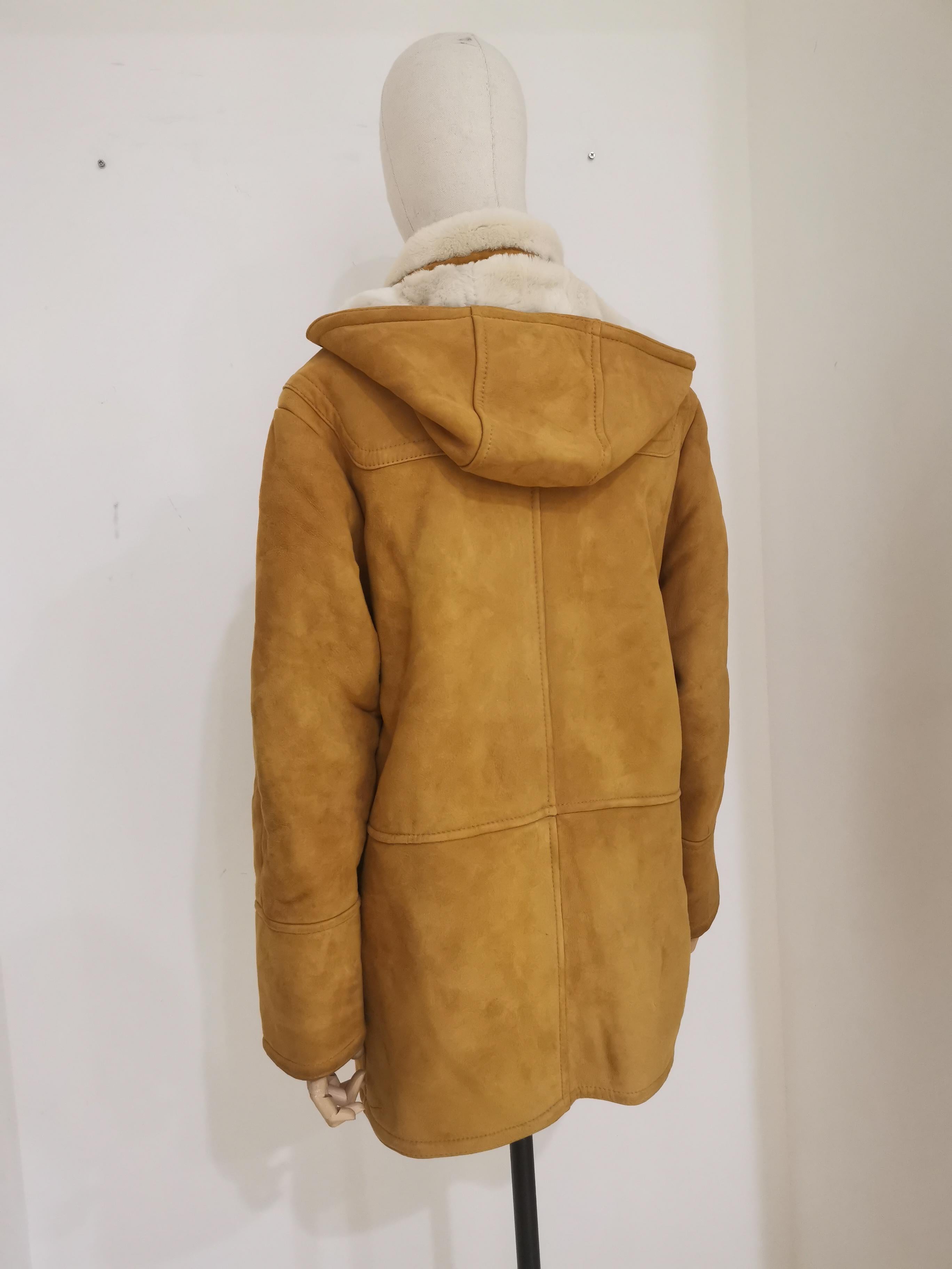 Vintage beige suede wool bomber jacket In Good Condition In Capri, IT