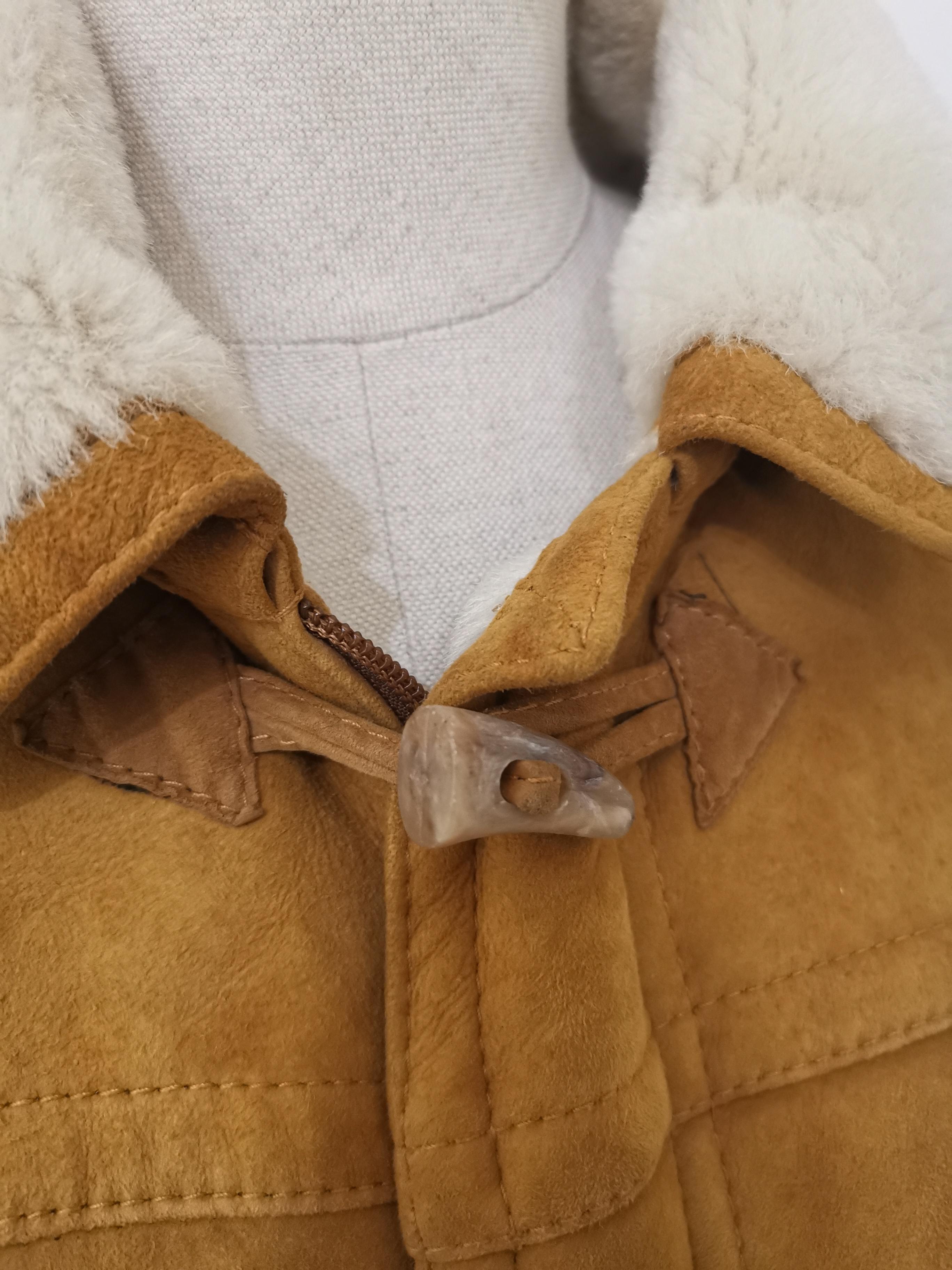 Women's or Men's Vintage beige suede wool bomber jacket