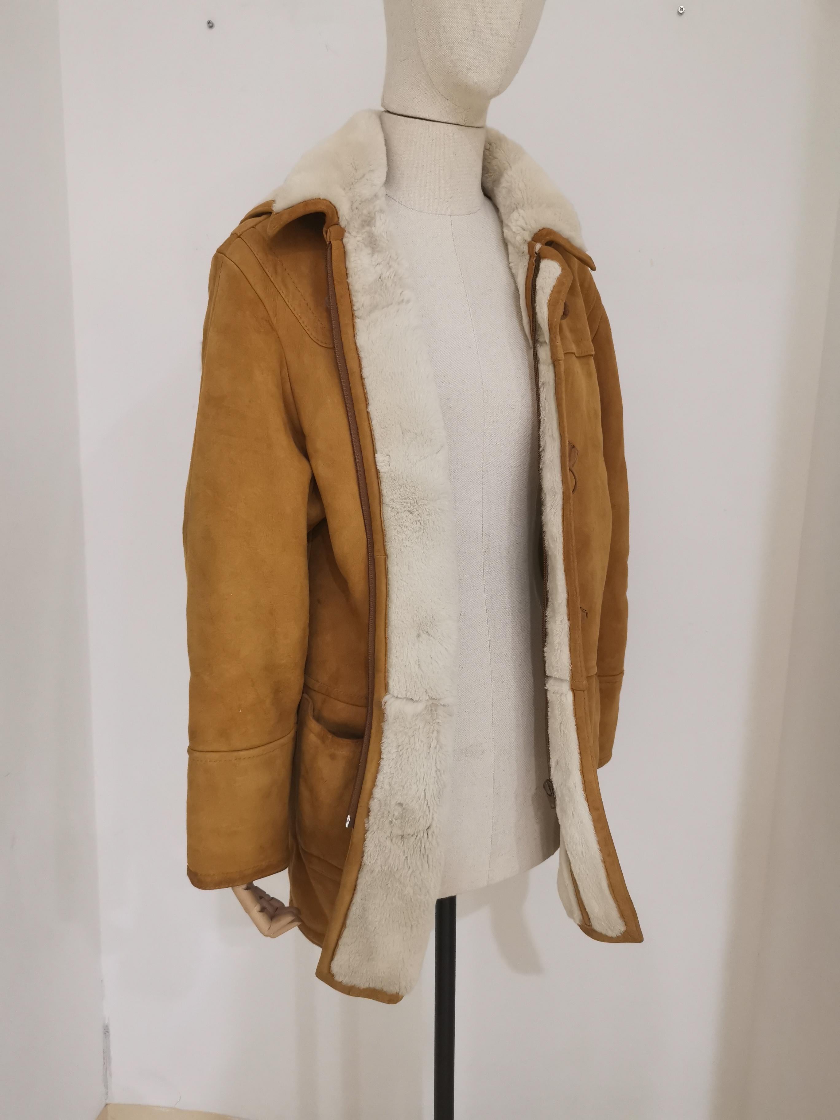 Vintage beige suede wool bomber jacket 2