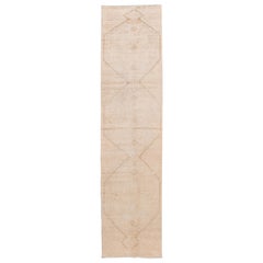 Vintage Beige Runner in lana tribale turco fatto a mano