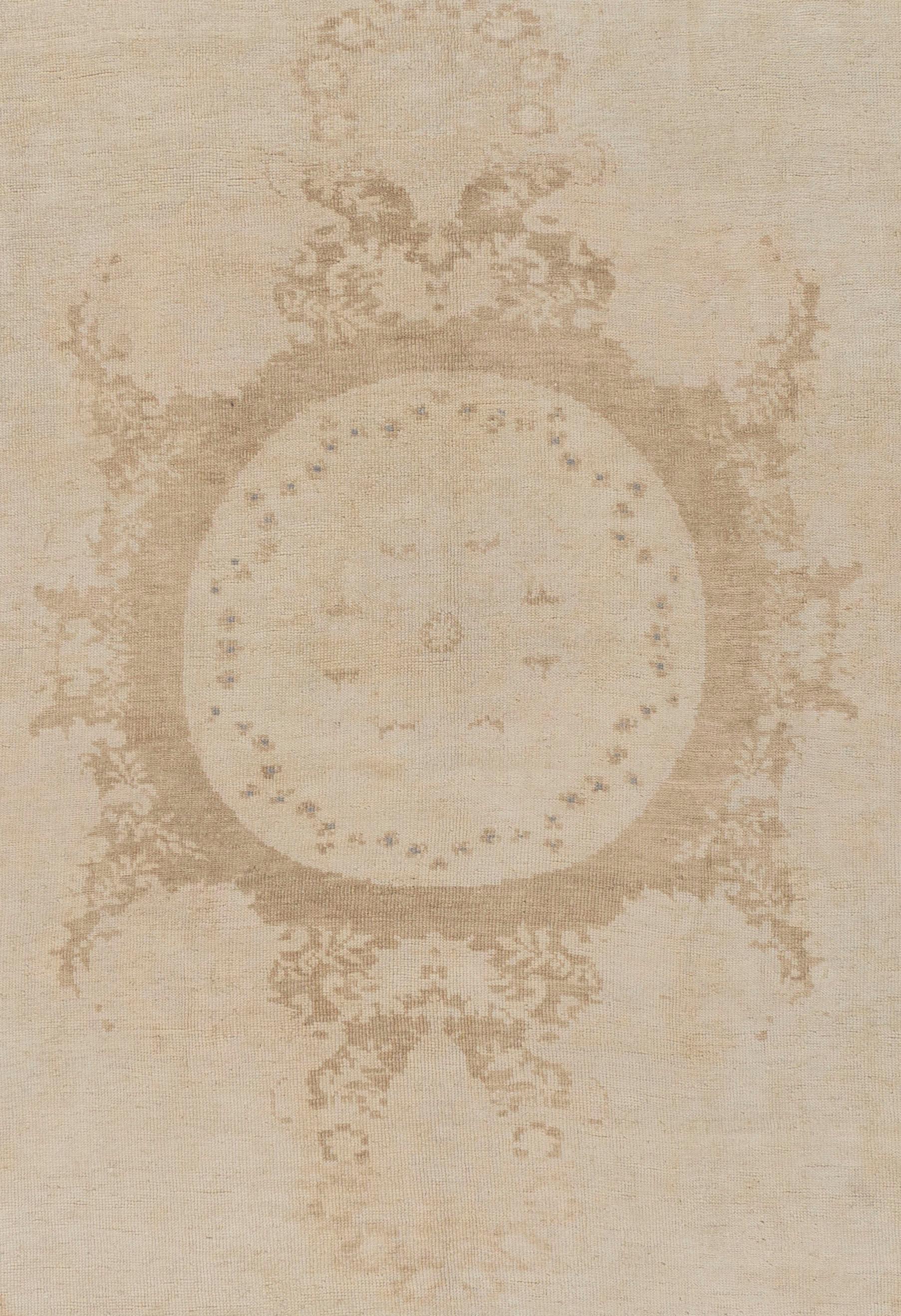 Turco Tappeto Vintage Beige Turkish Kars 7'3 X 10'2 in vendita