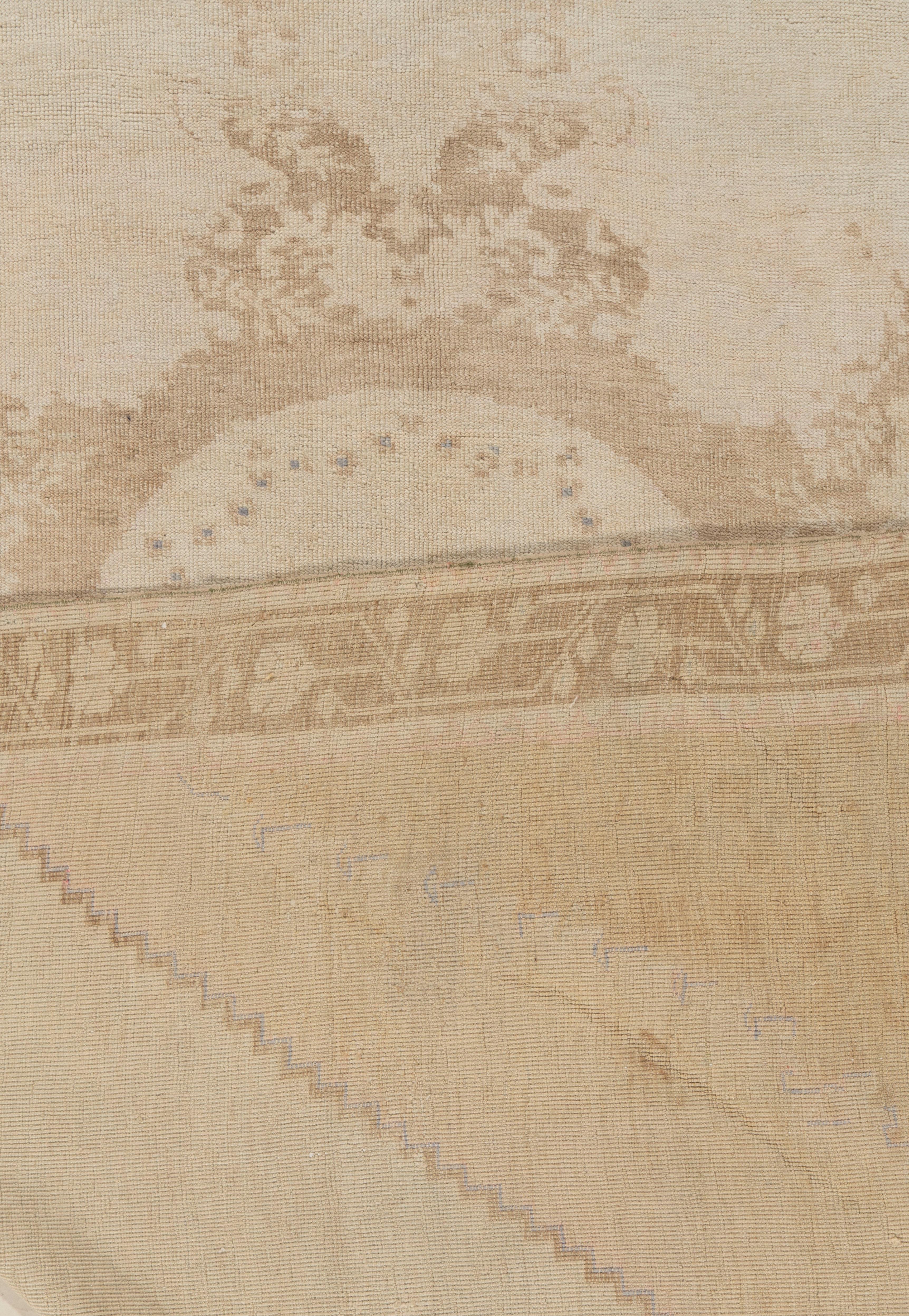 Annodato a mano Tappeto Vintage Beige Turkish Kars 7'3 X 10'2 in vendita