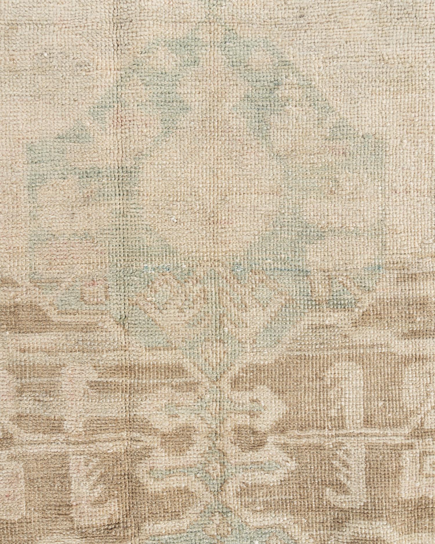 Annodato a mano Tappeto Vintage Beige Turkish Kula Area Rug 5'8 X 9'9 in vendita