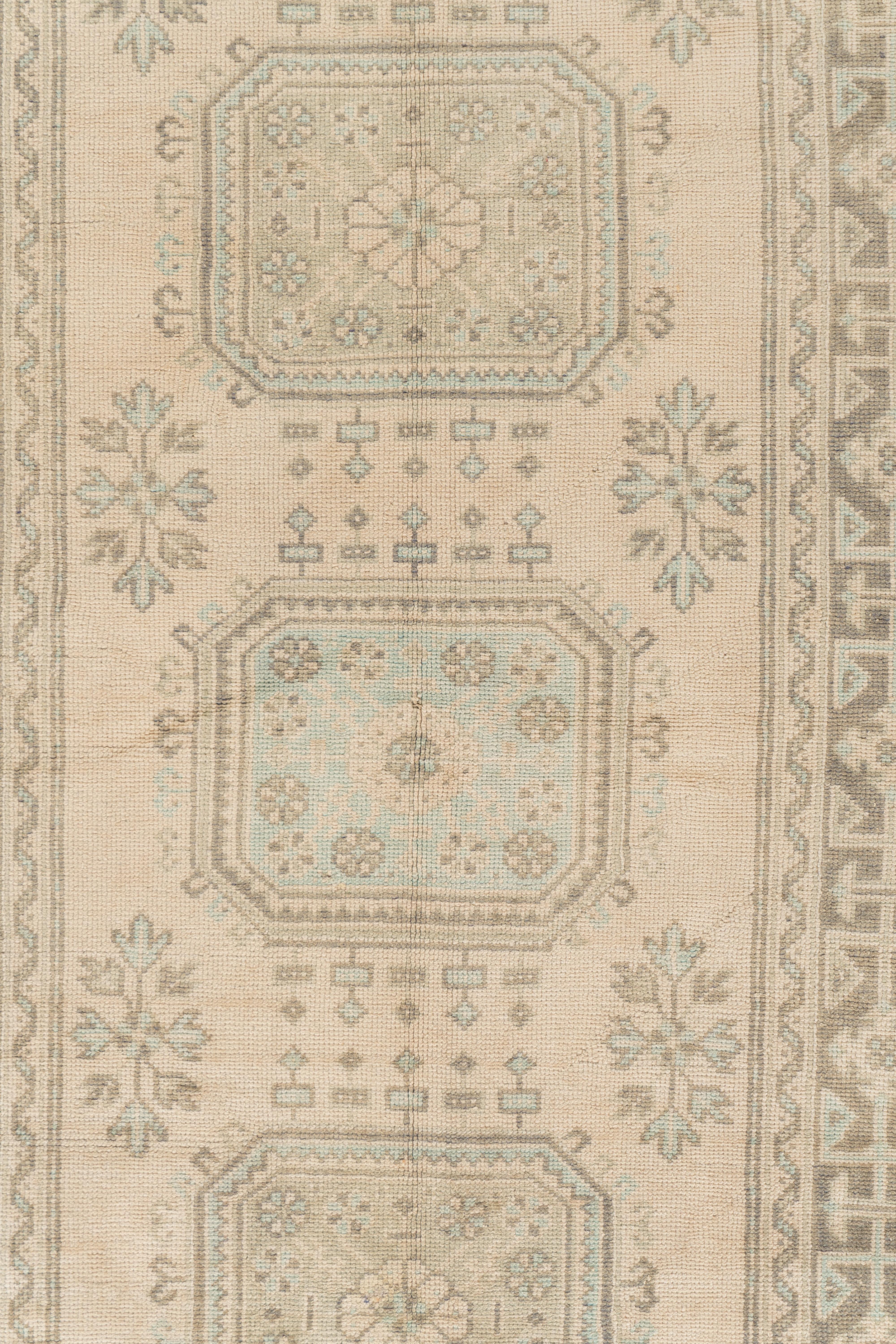 Annodato a mano Vintage By Beige - Runner turco Oushak Anatolian 4'7 X 11'2 in vendita