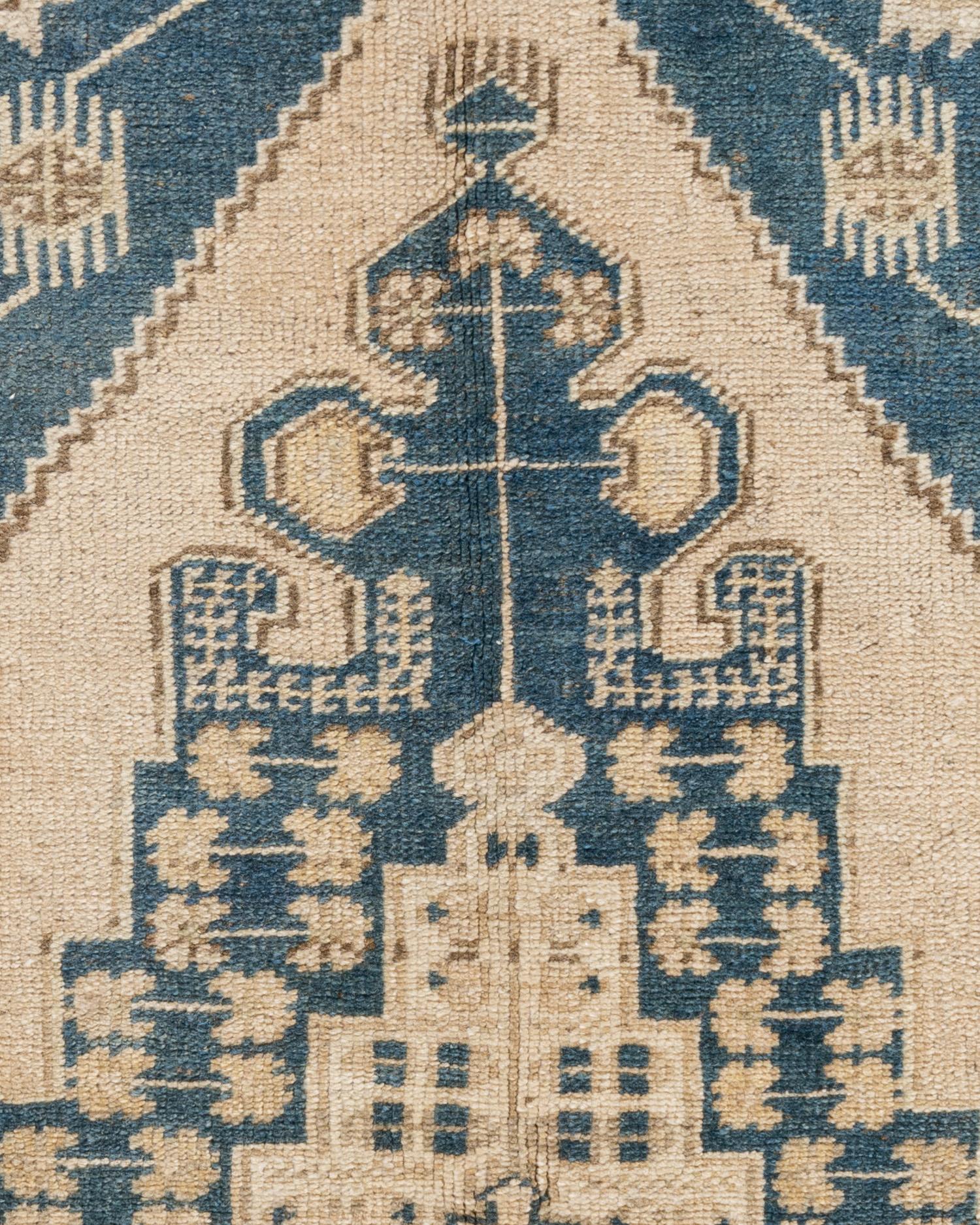 Vintage Beige Turkish Oushak Area Rug 3'7 X 5'8. Oushak's are known for their soft palettes combined with eccentric drawing. Oushak in western Turkey has the longest continuous rug weaving history, stretching back at least to the mid-fifteenth