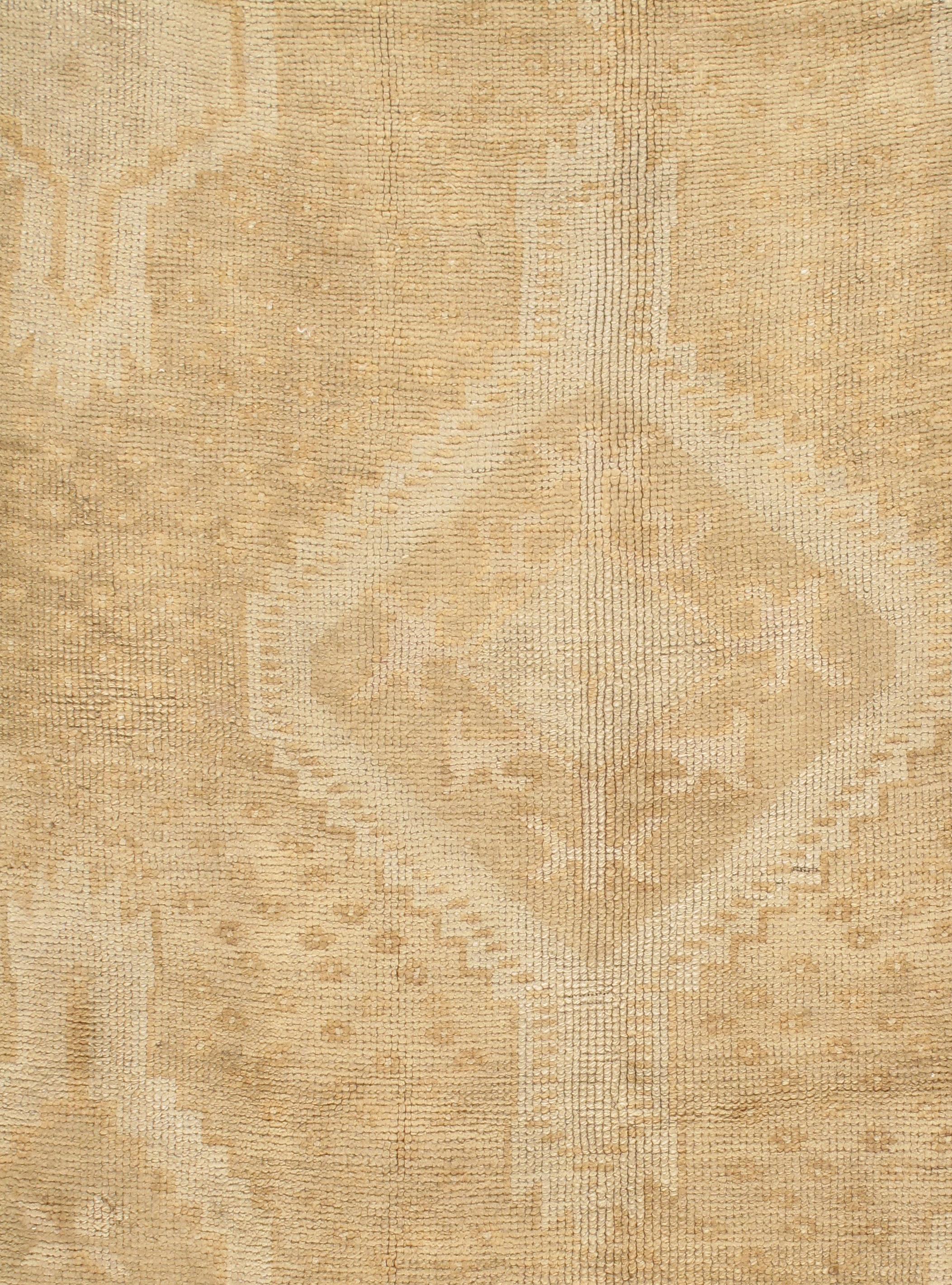 Vintage Beige Türkisch Oushak Gallery Teppich 4'9 x 11'8 (Wolle) im Angebot