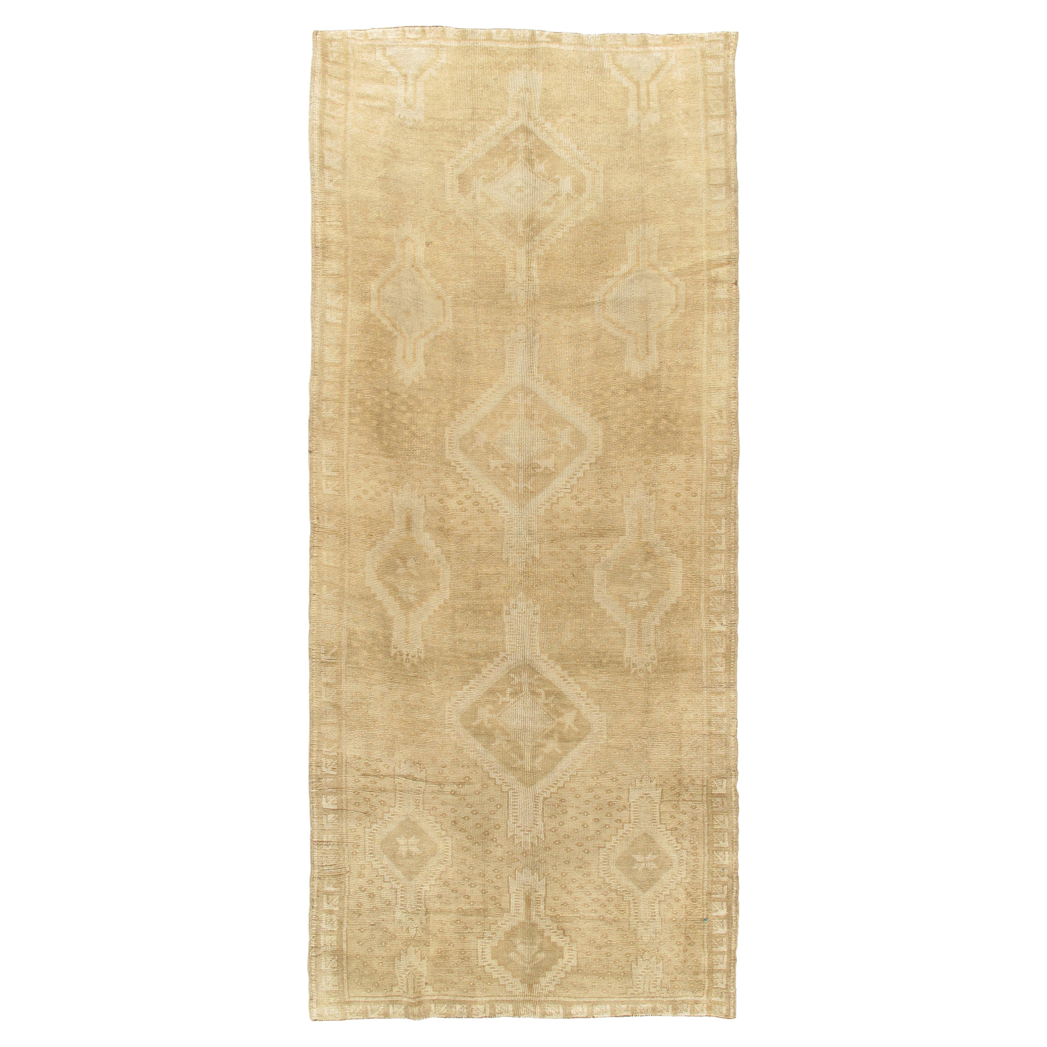 Vintage Beige Türkisch Oushak Gallery Teppich 4'9 x 11'8