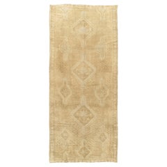 Vintage Beige Turkish Oushak Gallery Rug 4'9 x 11'8