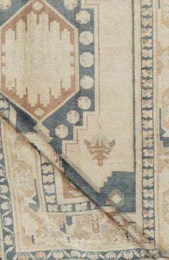 Tappeto Oushak turco d'epoca, lana annodata a mano, 1940, 4'3" x 7'6"