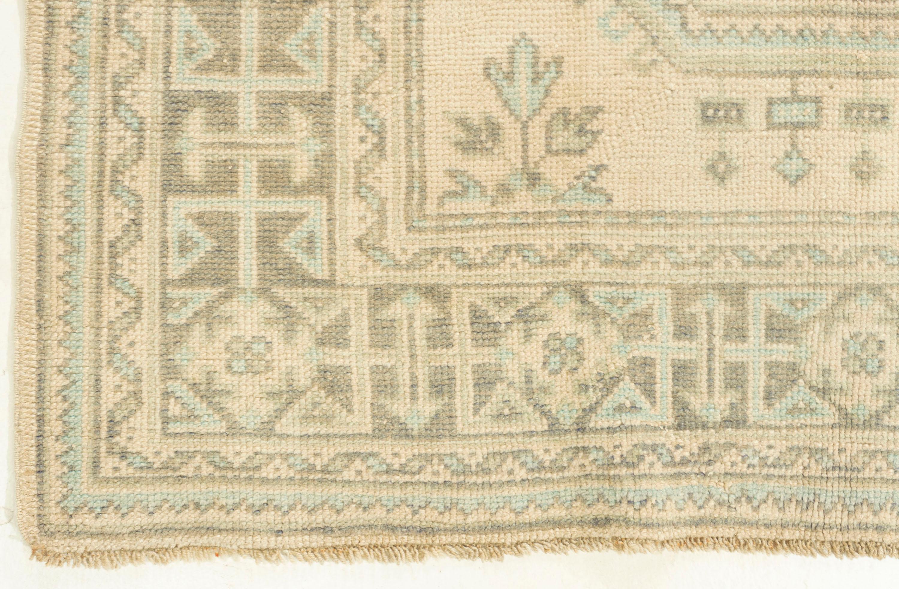 Vintage Beige Türkisch Oushak Teppich 4'8 X 11'10 (20. Jahrhundert) im Angebot