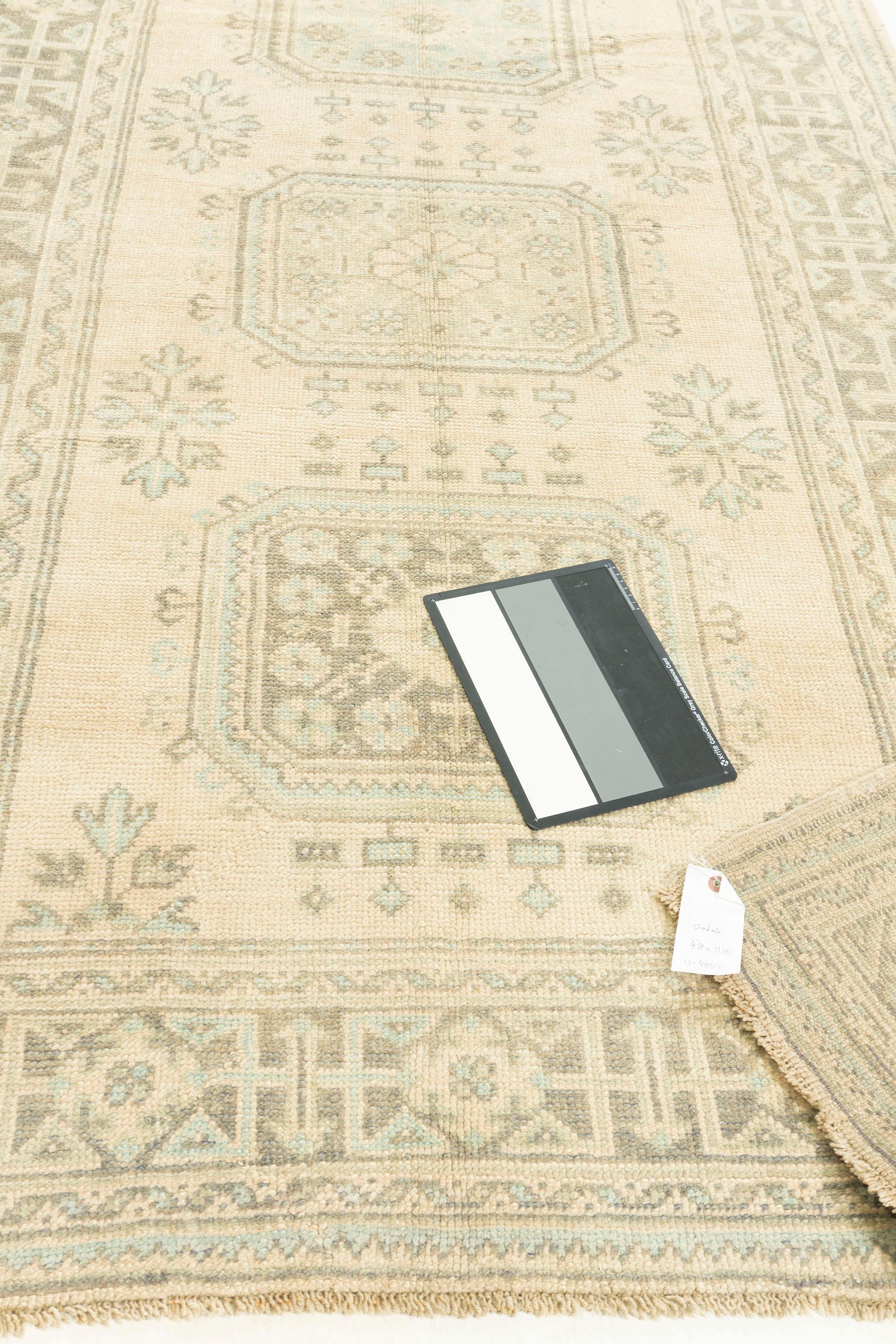 Vintage Beige Türkisch Oushak Teppich 4'8 X 11'10 im Angebot 1