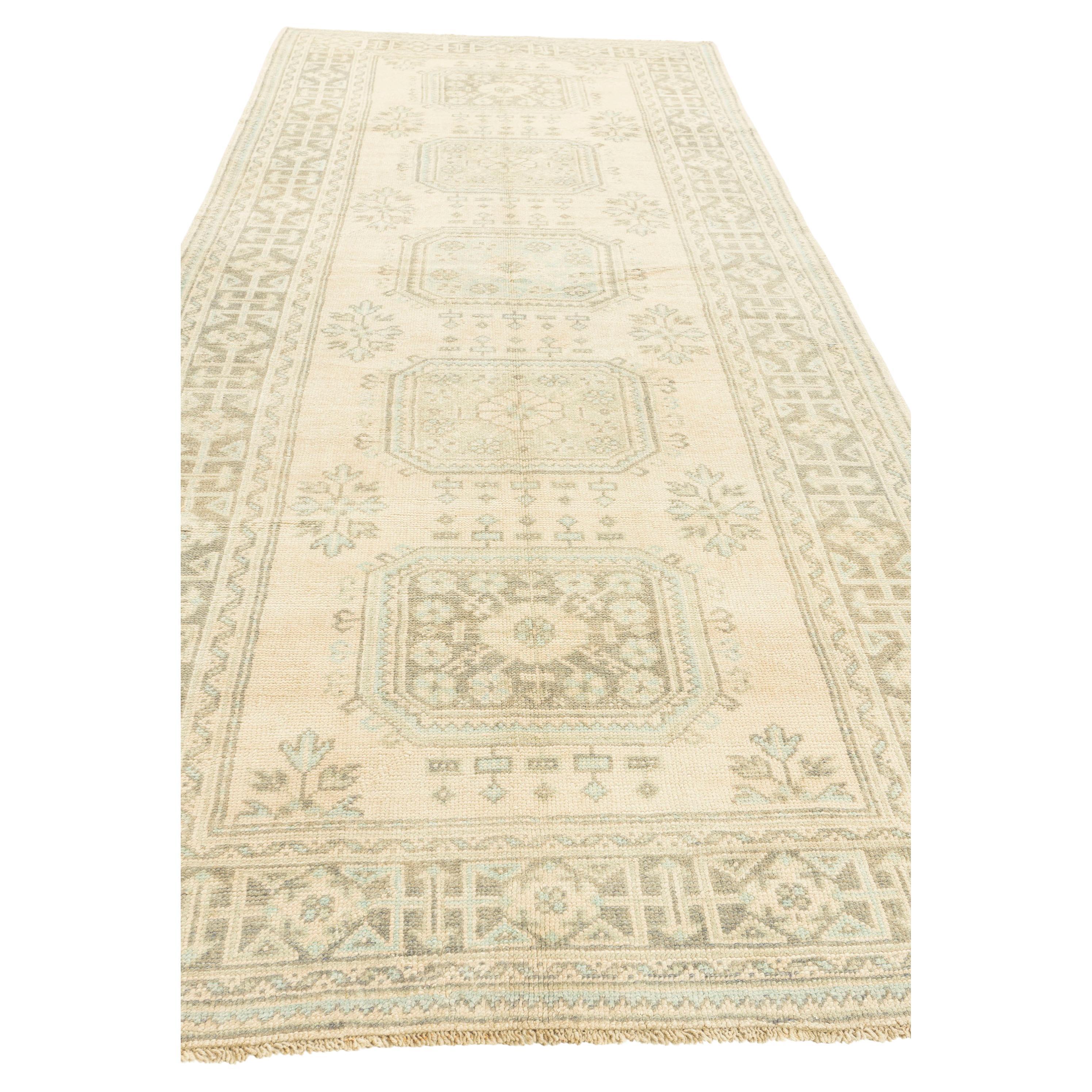 Vintage Beige Türkisch Oushak Teppich 4'8 X 11'10