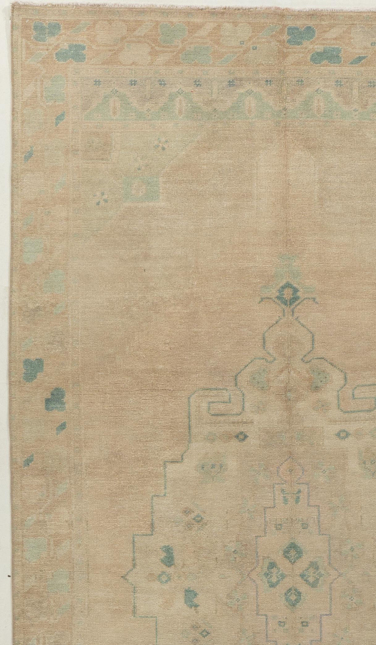 Alfombra Turca Oushak Vintage Beige 4'8 X 9'5 Tejido a mano en venta