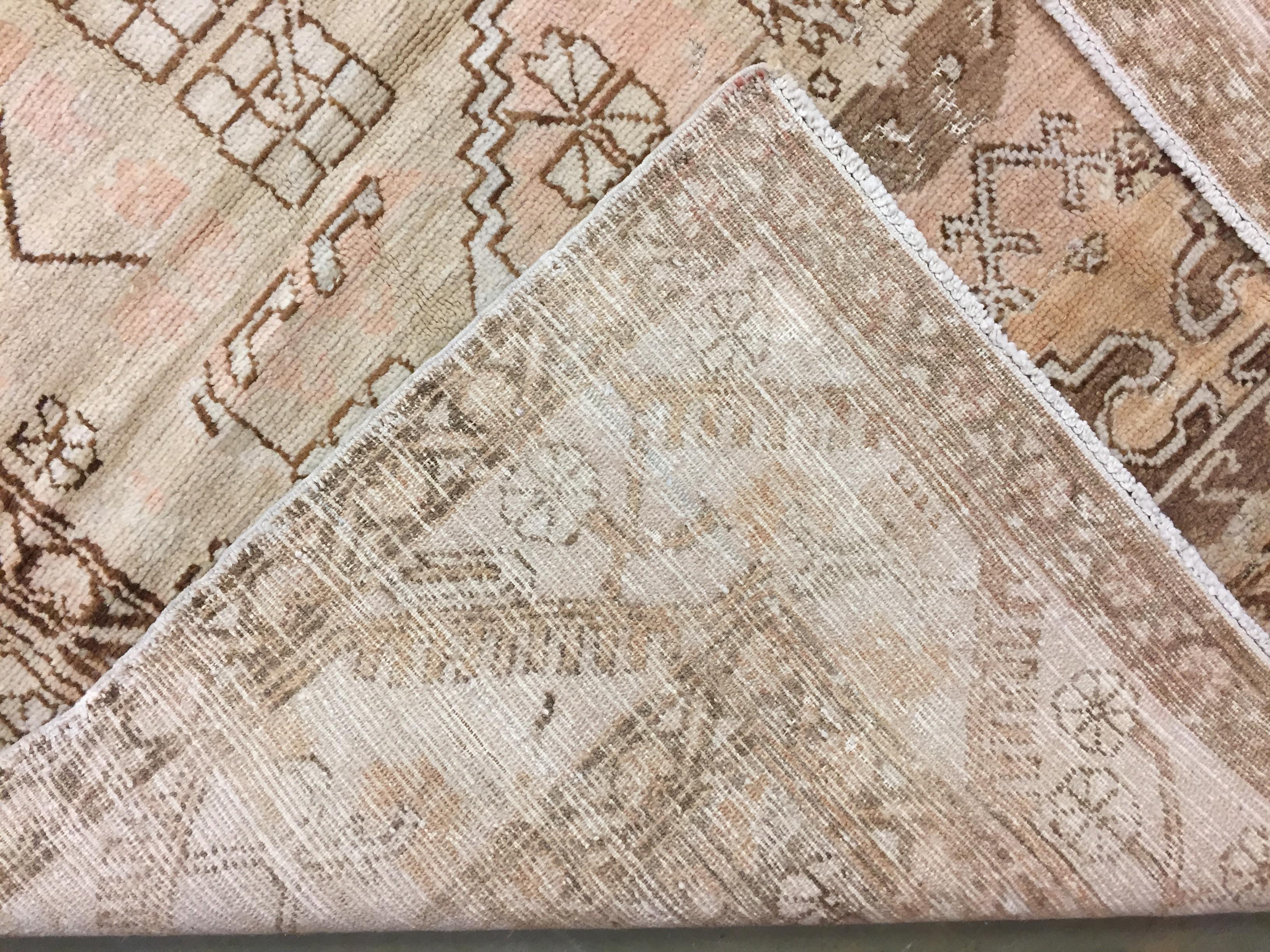 Vintage Beige Türkisch Oushak Teppich 4'9 x 9'2 (Wolle) im Angebot