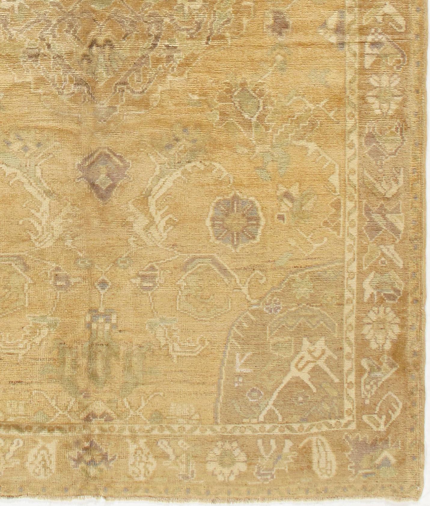 Vintage Beige Türkisch Oushak Teppich 5'6 x 8'3 im Angebot 2