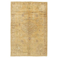 Vintage Beige Turkish Oushak Rug 5'6 x 8'3