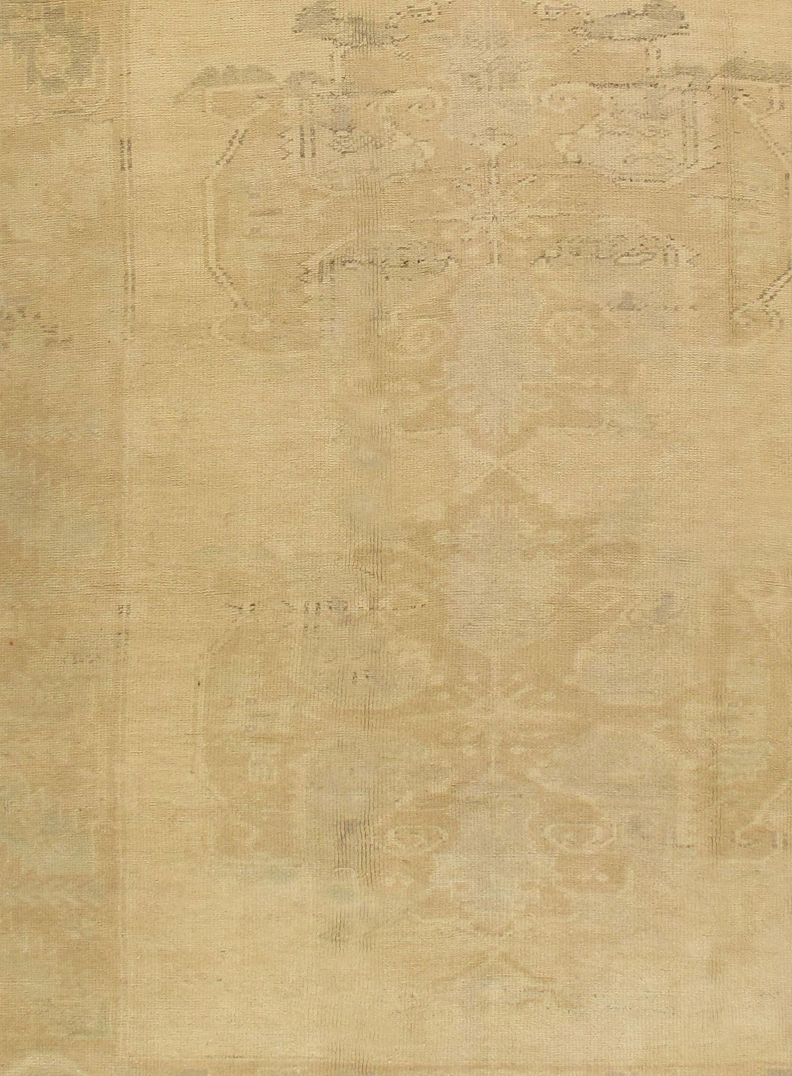 Vintage Beige Türkisch Oushak Teppich, 5'8 x 11' (Wolle) im Angebot