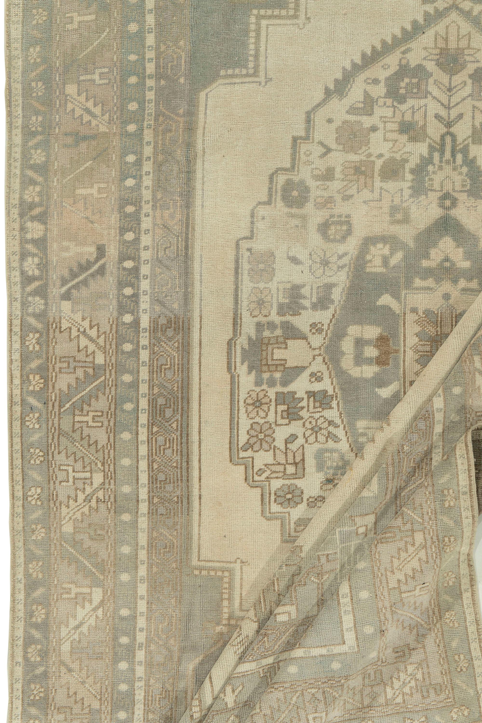Vintage Beige Türkisch Oushak Teppich 6' X 10'5 (20. Jahrhundert) im Angebot
