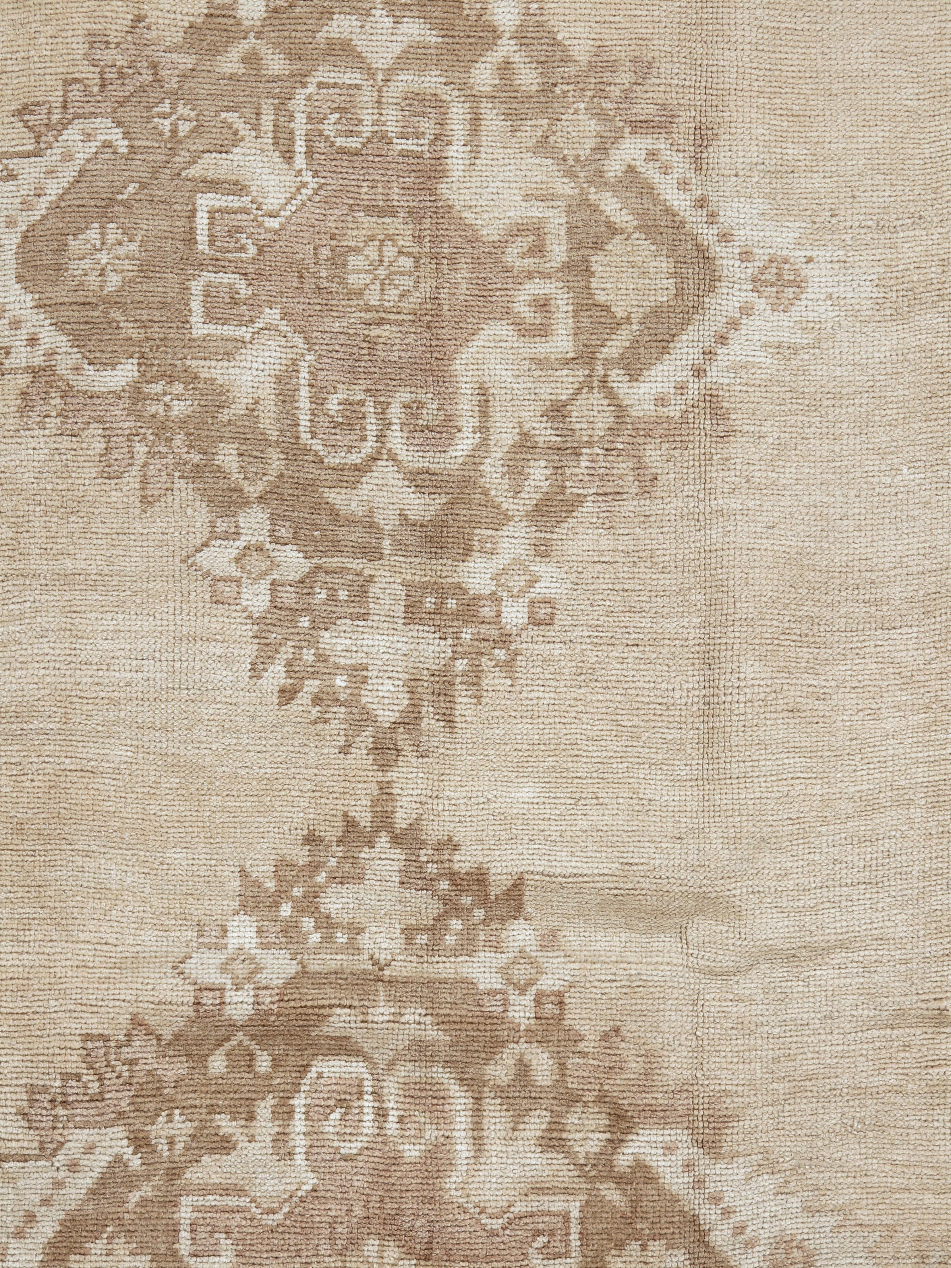 Vintage Beige Türkisch Oushak Teppich Läufer 4'10 x 11'8 (20. Jahrhundert) im Angebot
