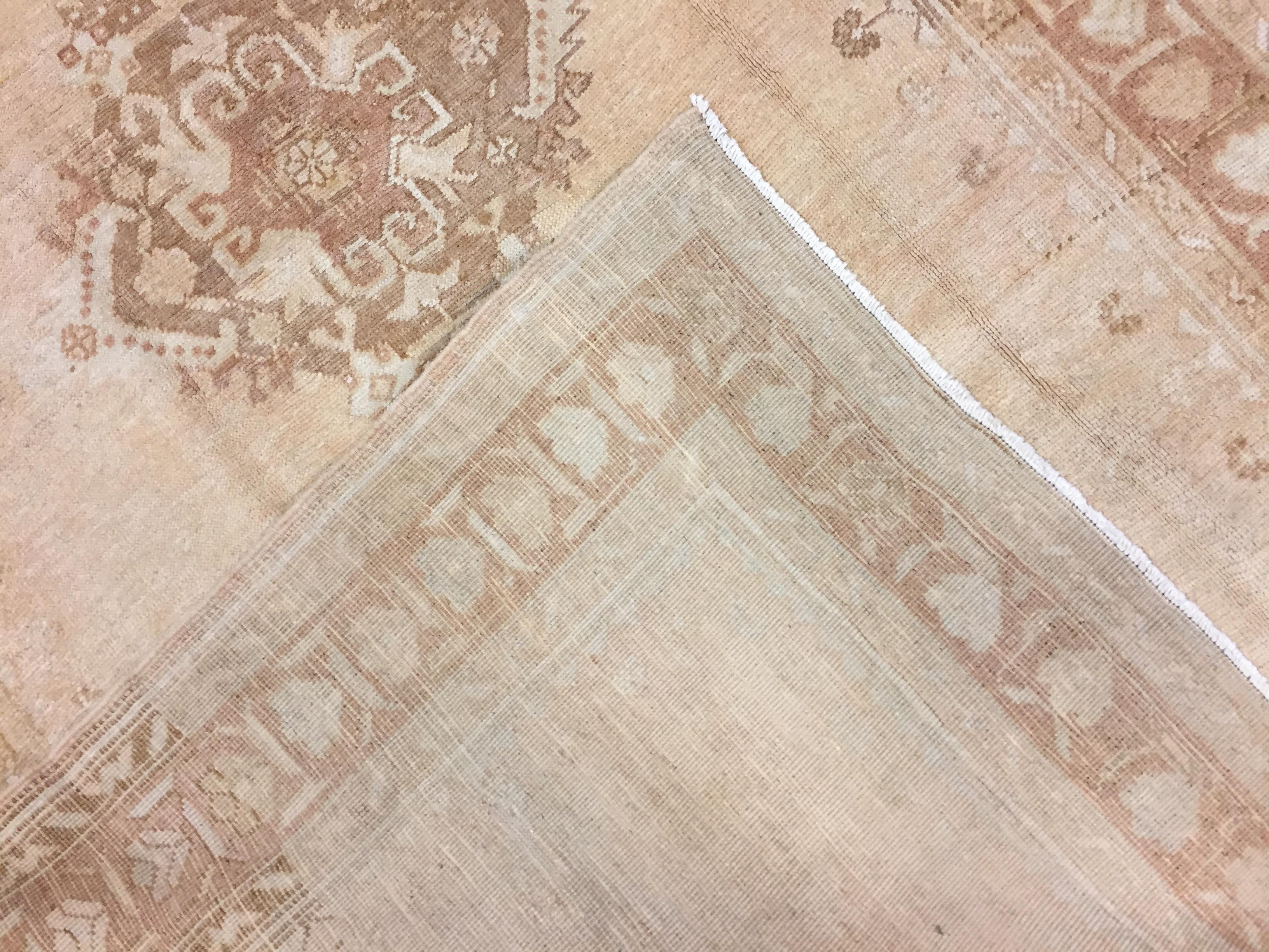 Vintage Beige Türkisch Oushak Teppich Läufer 4'10 x 11'8 im Angebot 2